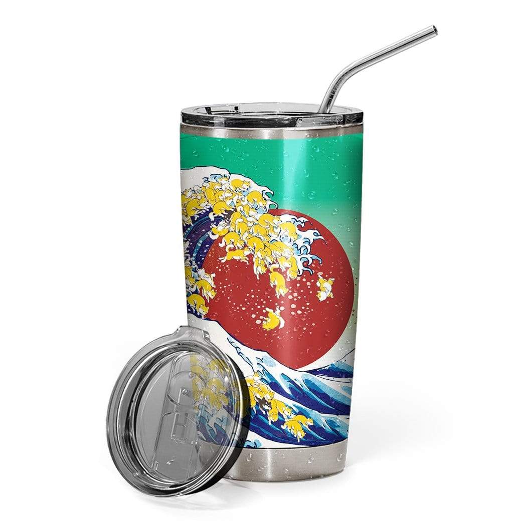 Gearhuman 3D Great Wave Of Shiba Custom Design Vacuum Insulated Tumbler