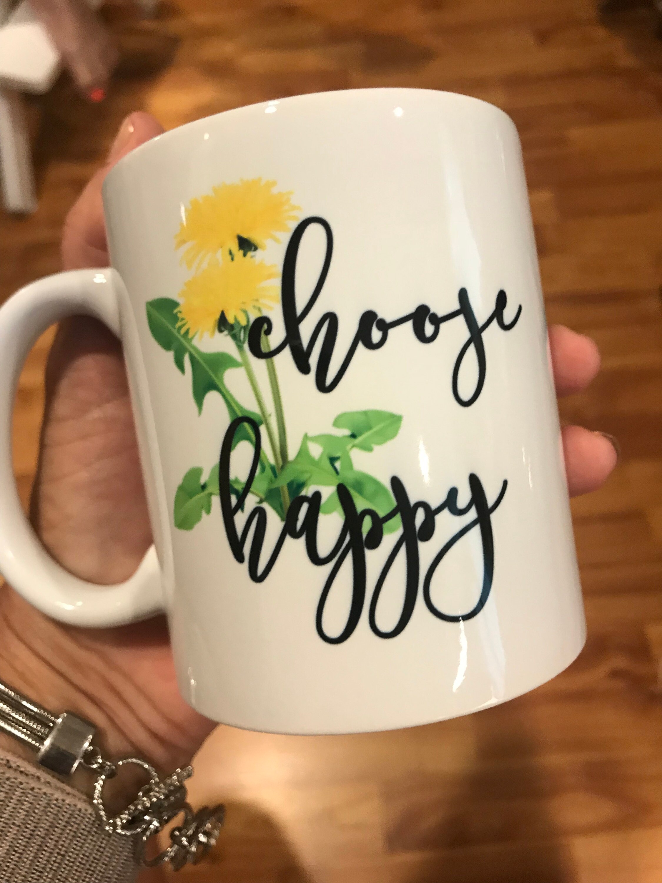 Choose Happy Coffee Cup mug Joy coffee cup mug dandelion girlfriend gift mom gift wife gift happiness coffee mug gift thinking of you gift