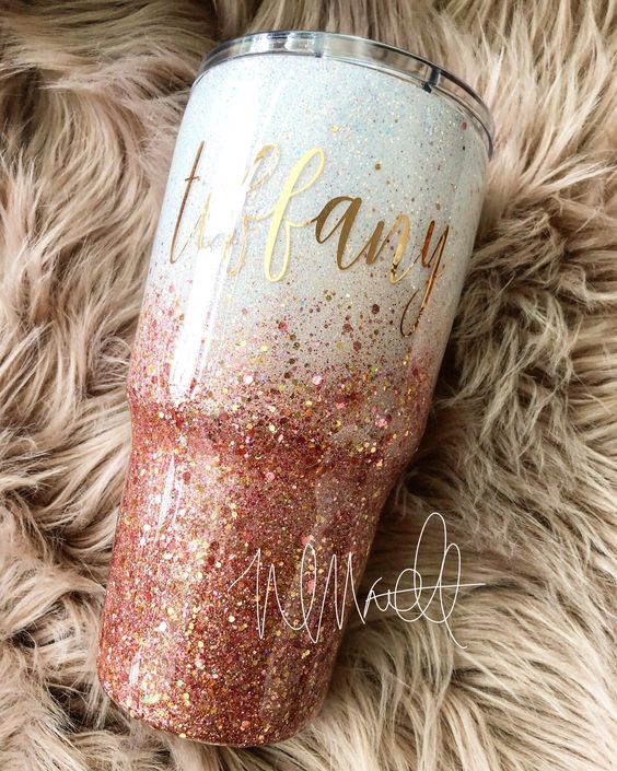 Rose Gold Glittered Yeti Tumbler