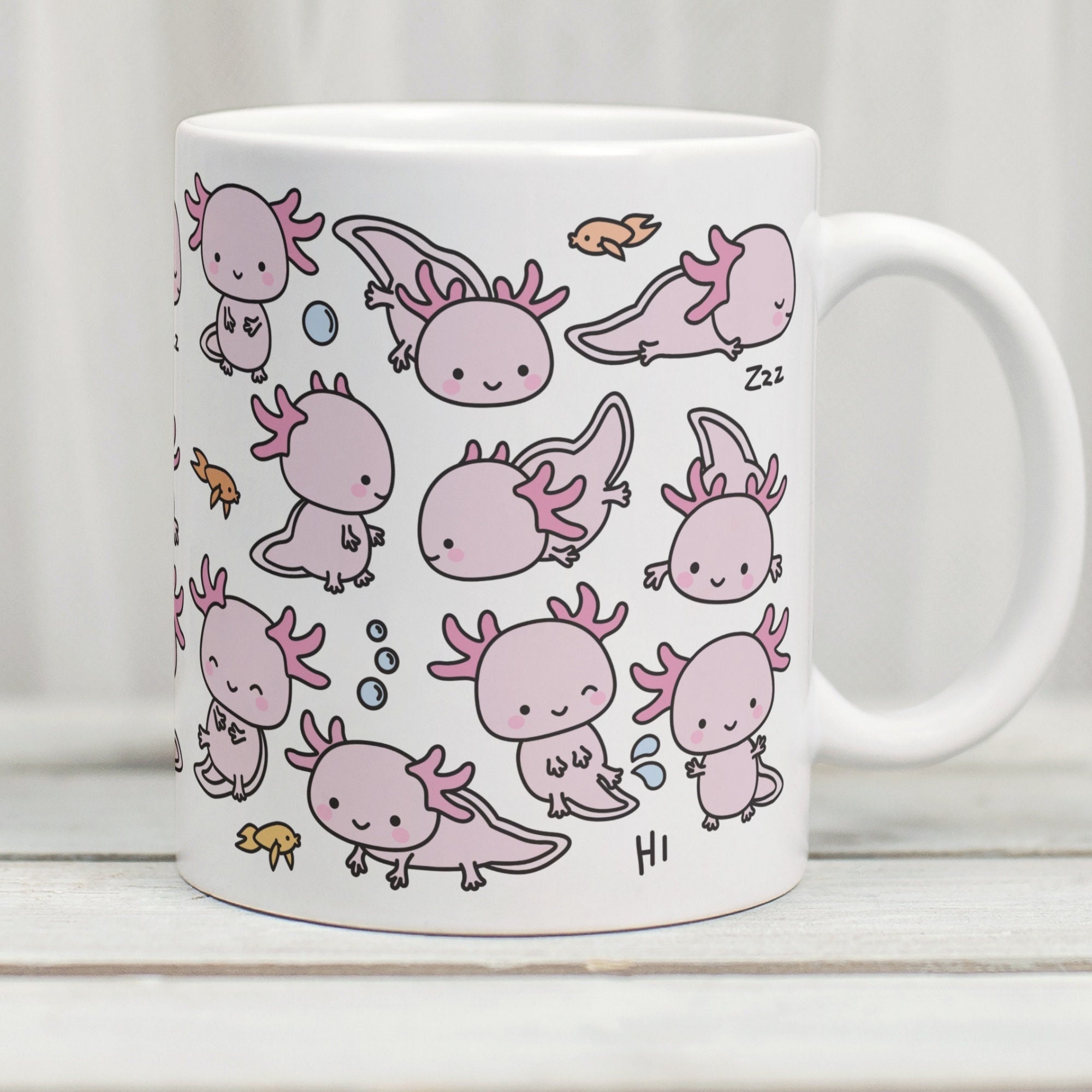 Axolotl Mug, Pink Axolotl Mug, Salamander Mug, Cute Axolotl Gift, Kawaii Mugs, Axolotl Gifts, Axolotl Home Decor, Axolotl Lover, Axolotl Cup