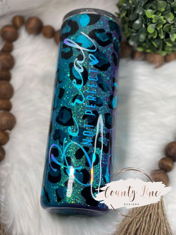 Teal Blue Leopard Tumbler