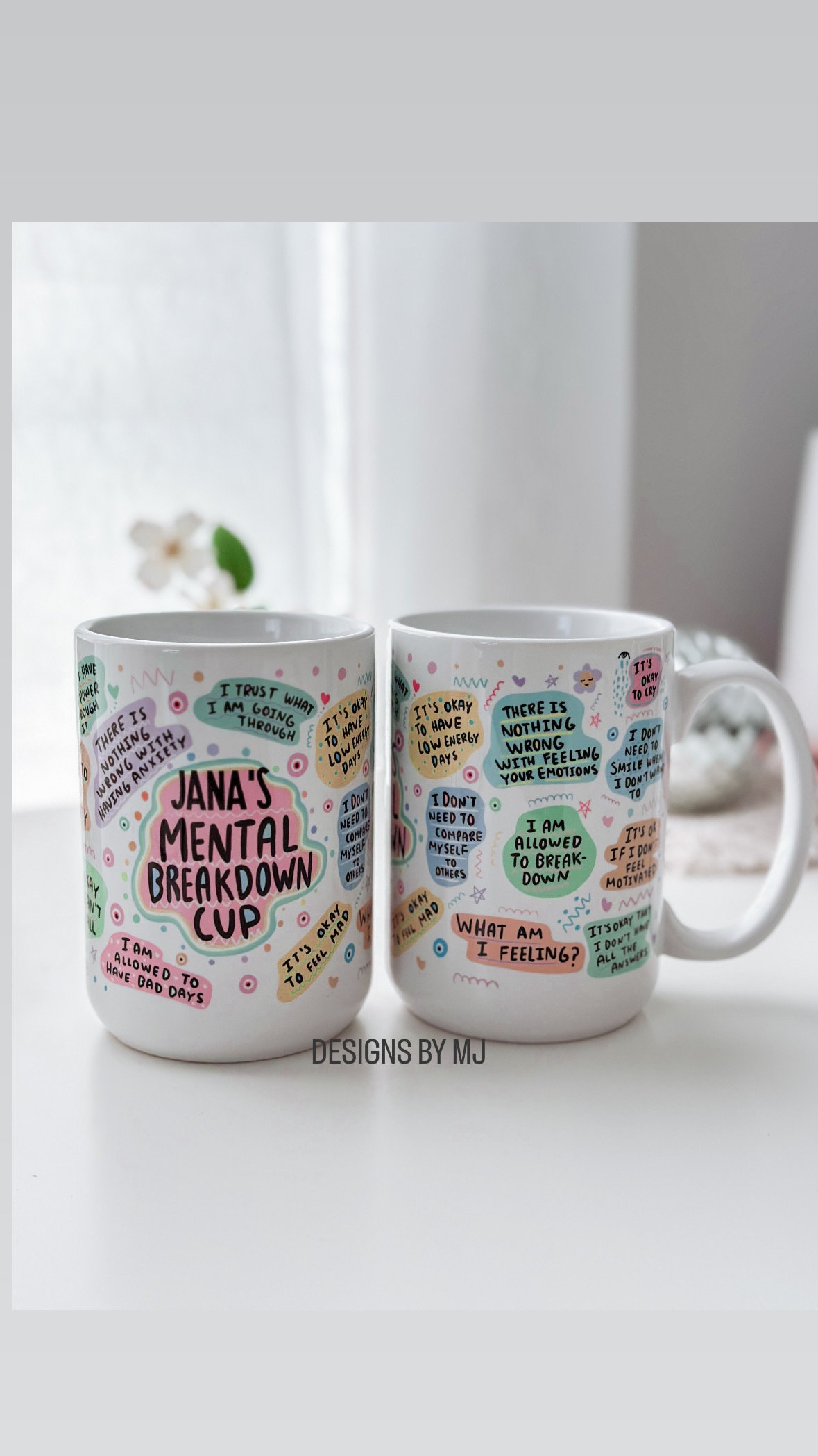 My Mental Breakdown Mug with custom Name 15oz Daily affirmations mug gift for her tumbler Mental health awareness Self love Gift Self Care