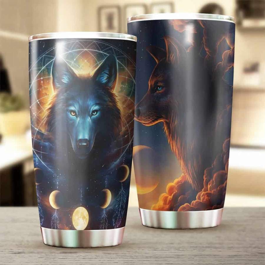 [Stainless Steel Tumbler 20 Oz] Wolf Stainless Steel Tumbler, Wolf Stainless Steel Mug Father’s Day gifts, Mother’s Day gift
