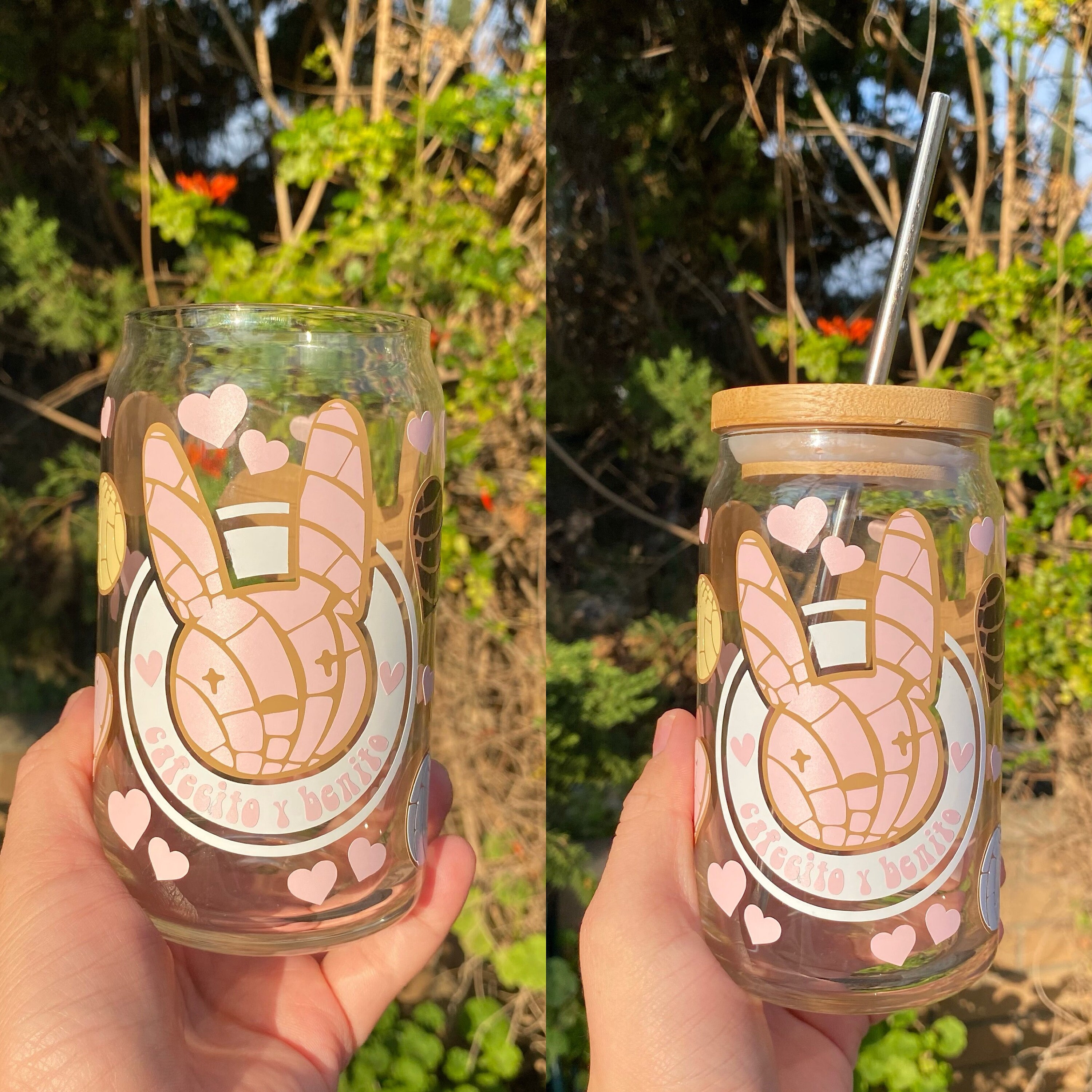 Bad Bunny Concha Beer Glass Can, Bad Bunny Cups, Cafecito y Benito, Beer Glass Can, Bad Bunny Glass Cup, Iced Coffee Cup, Bad Bunny Logo