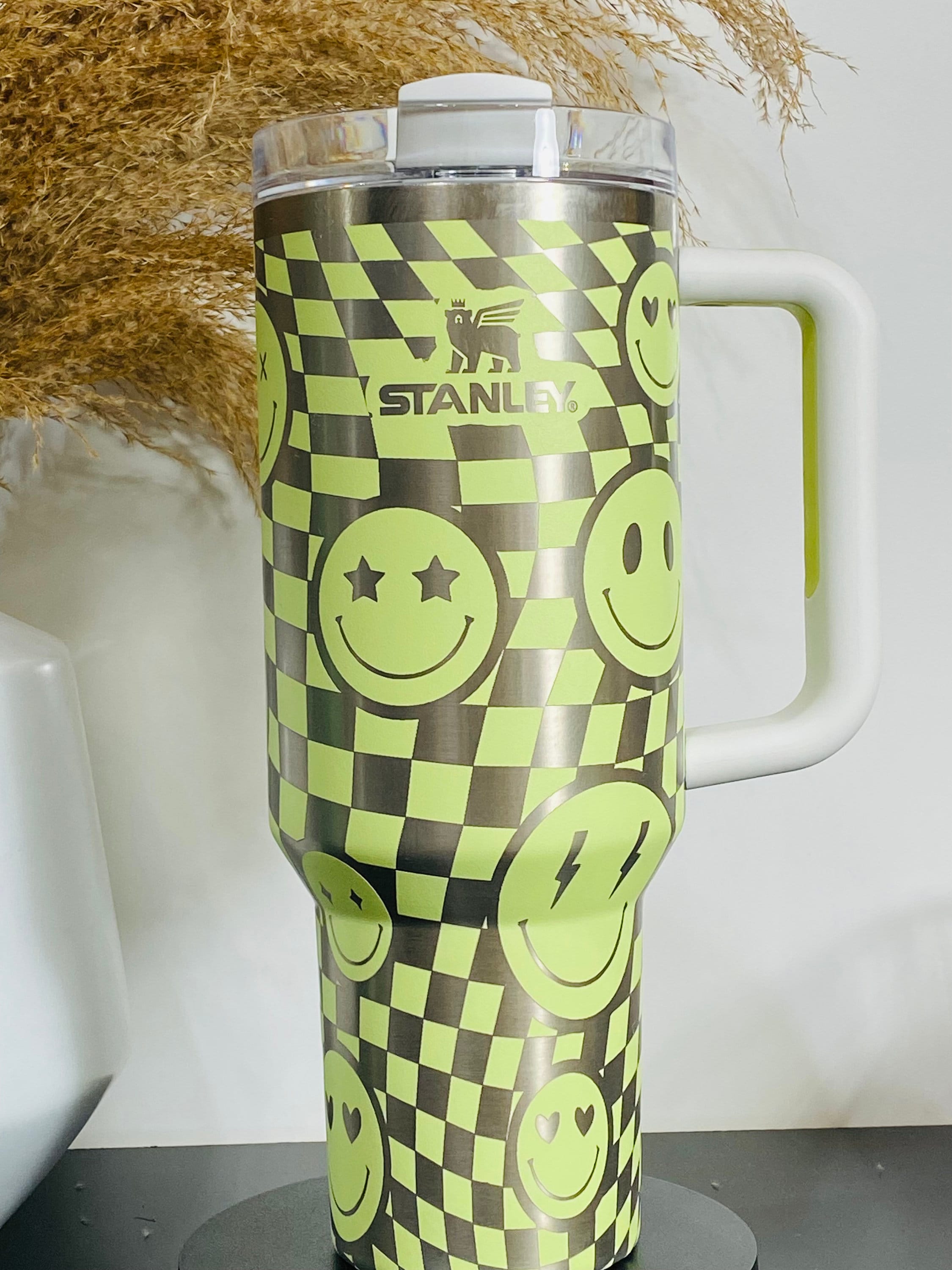 Checkered Smiley’s Stanley Adventure Quencher 40oz tumbler