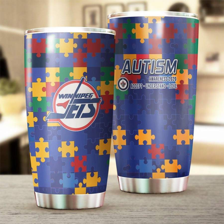 [Stainless Steel Tumbler 20 Oz] NHL203 Winnipeg Jets Stainless Steel Tumbler, Stainless Steel Mug Autism Father Day gifts, Mother Day gift