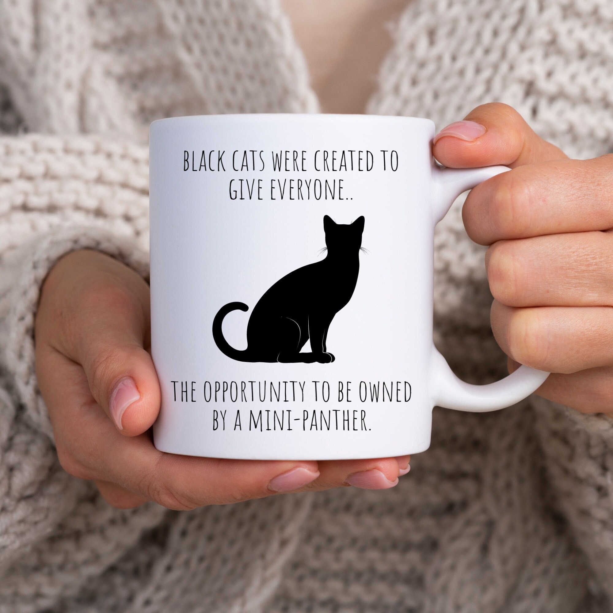 Black Cat Mug Black Cat Lover Mom Dad Gift Mug Black Cat Appreciation Awareness Rescue Coffee Mug Mini Panther Mug