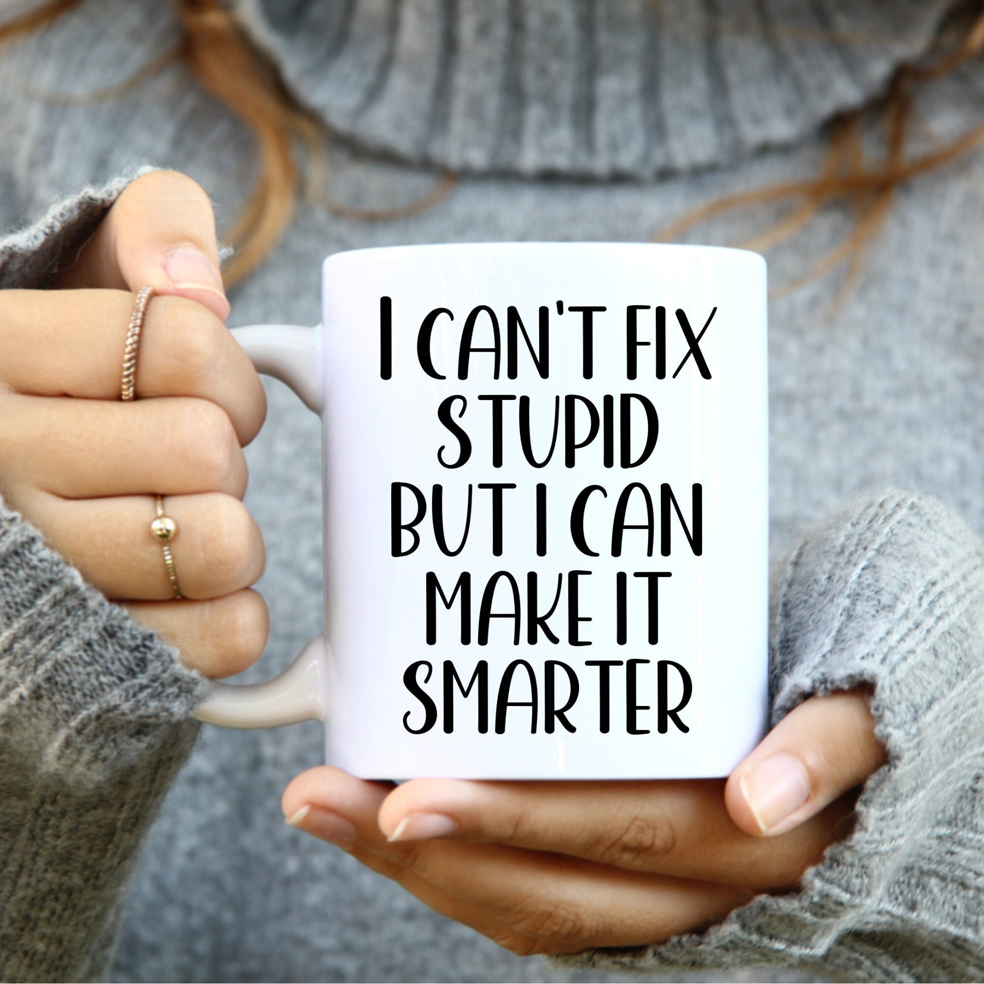 Teacher Gifts, Funny Christmas Gift for Teacher, Funny Teacher Mug, Teacher Appreciation Gift, I Can’t Fix Stupid But I Can Make It Smarter