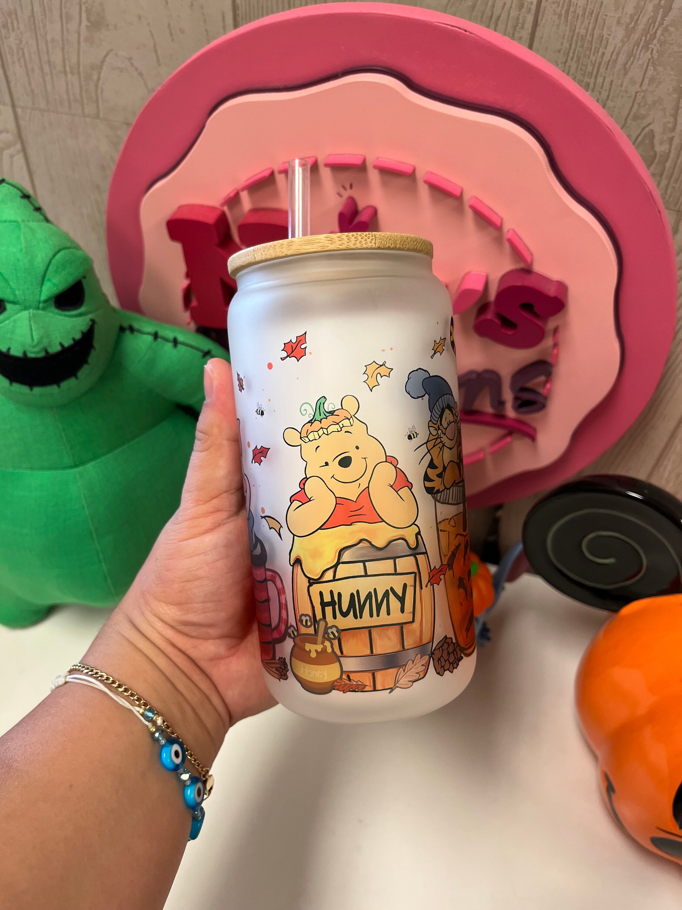 New Winnie the Pooh fall glass can, Winnie the Pooh glass can