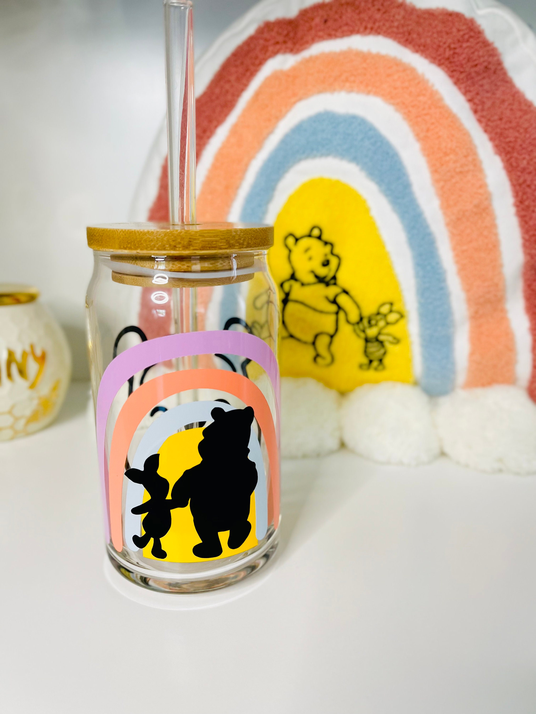 Pooh cup, coffee cup, custom cup, beer glass can, bear tumbler, glass cup