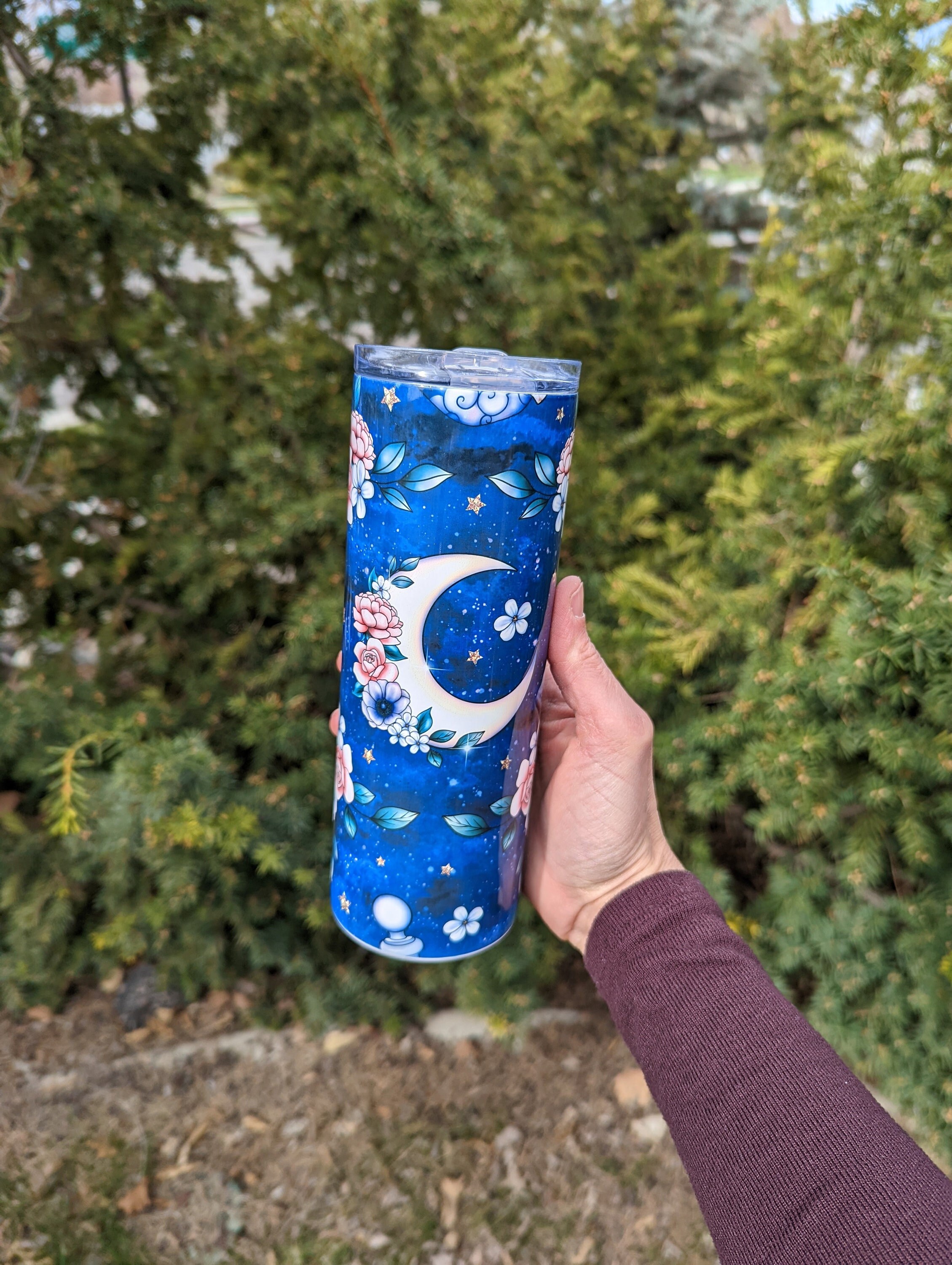 Floral Celestial Tumbler | Floral Moon Tumbler