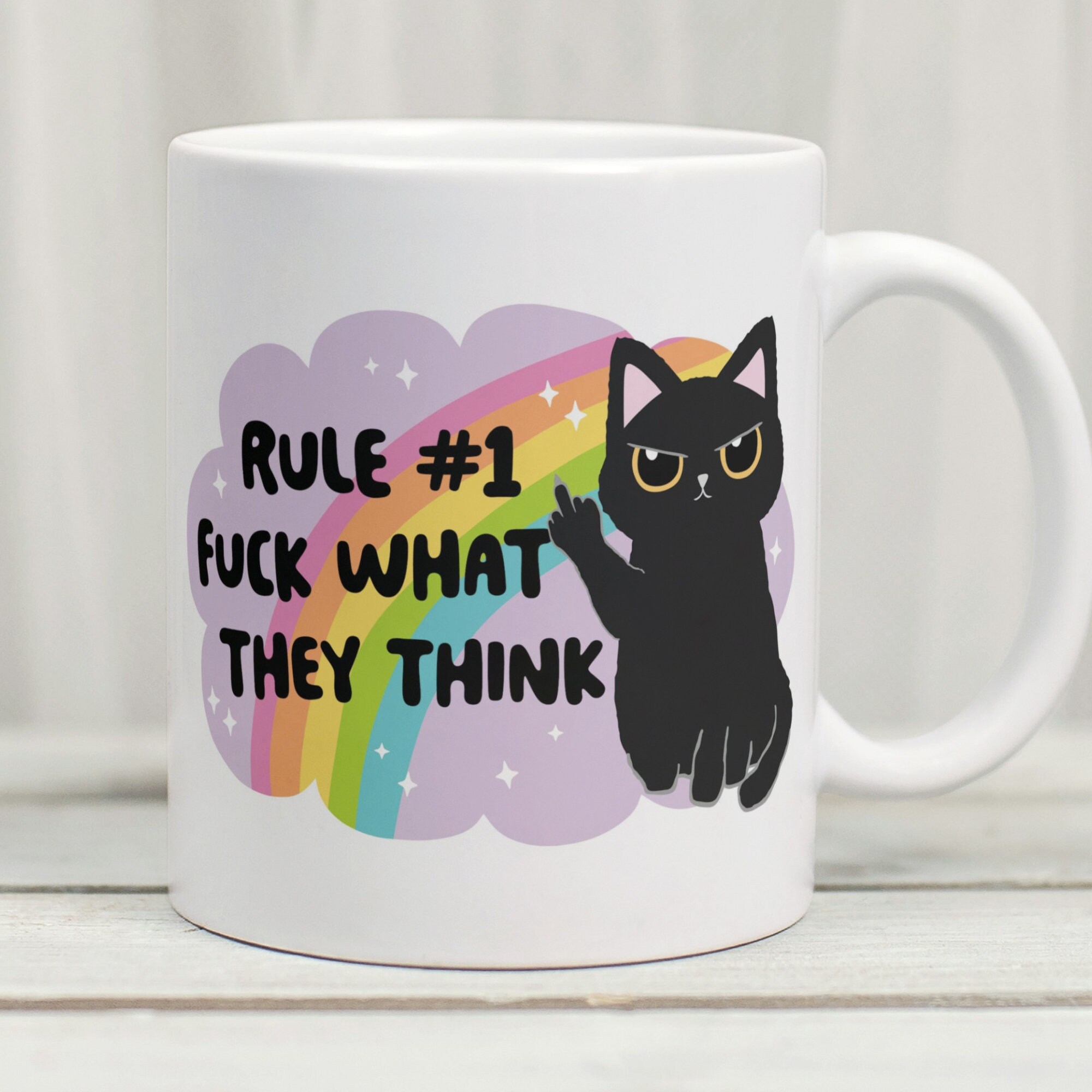 Fuck What They Think Mug, Black Cat Mug, Sarcasm Mug, Swear Mug, Funny Black Cat Mug