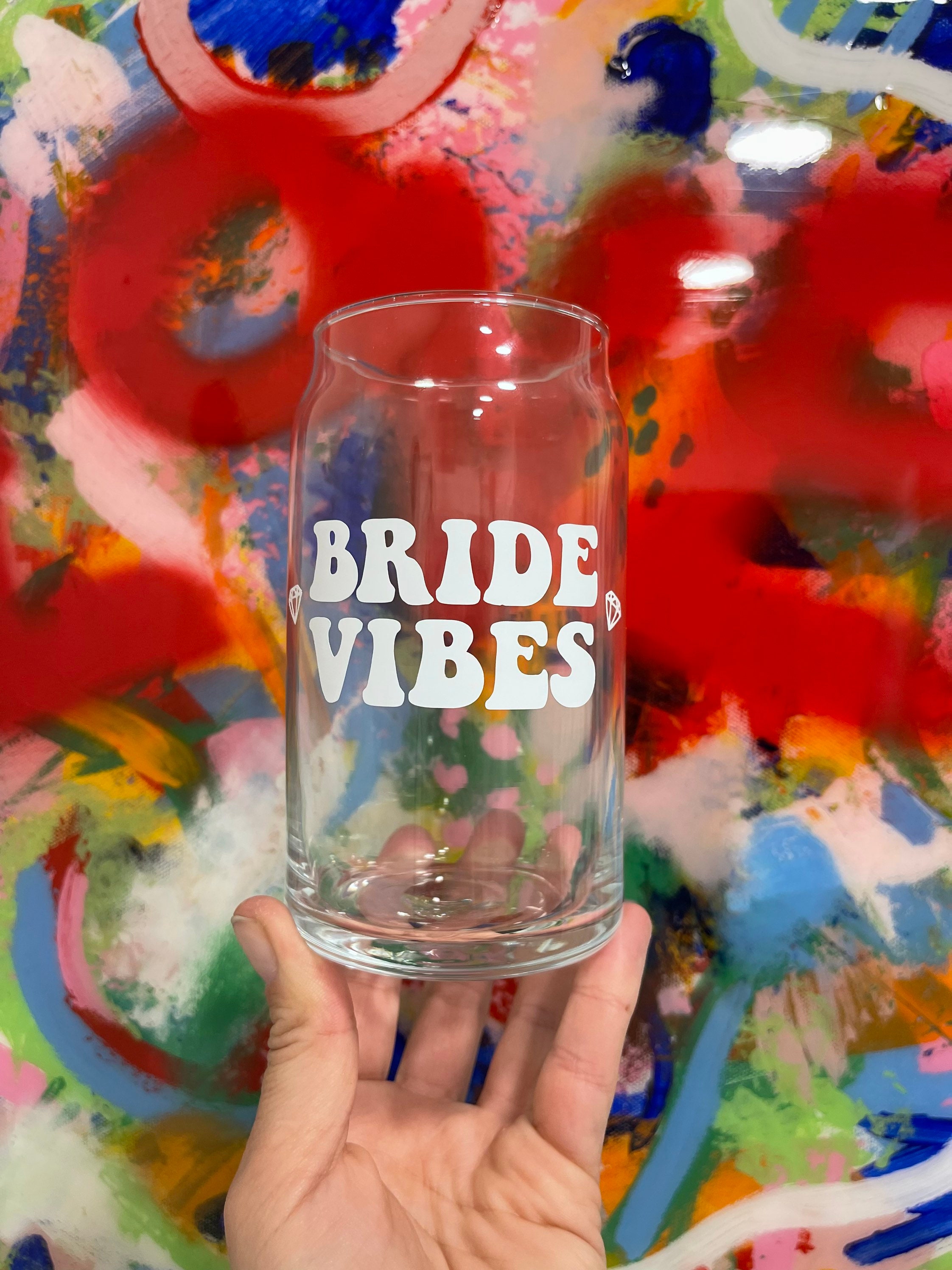 Bride Vibes Iced Coffee Glass, Glass Coffee Cup, Soda Glass Can, Bride Beer Can Glass