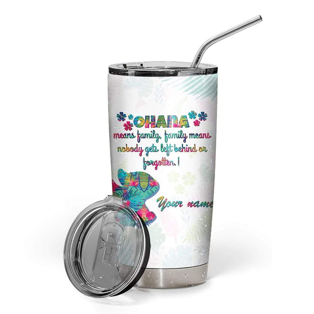 Gearhuman 3D Floral Stitch Custom Name Design Vacuum Insulated Glitter Tumbler