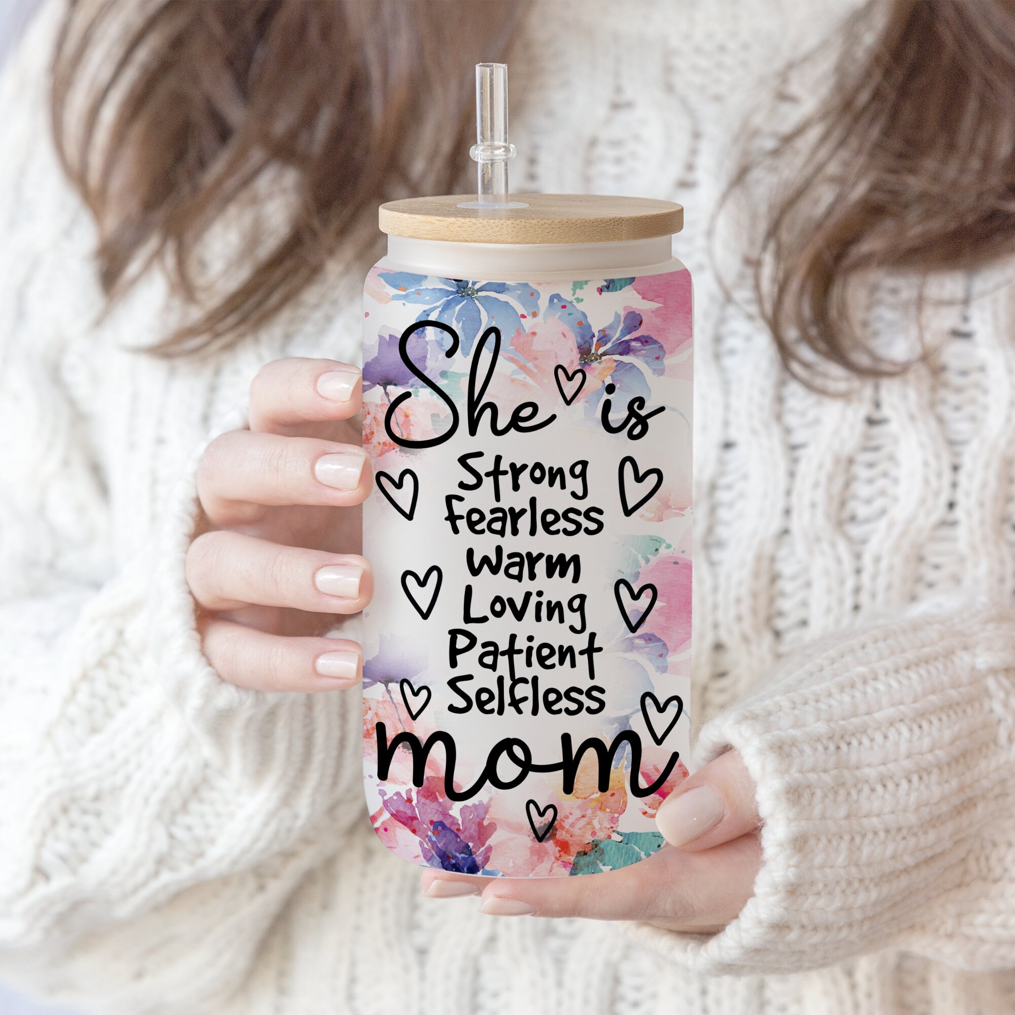 16 oz Libbey Glass Can Tumbler Sublimation Design Gift for Mother’s Day Positve Self Love Wrap Inspirational,Self Lover,Positive wording PNG