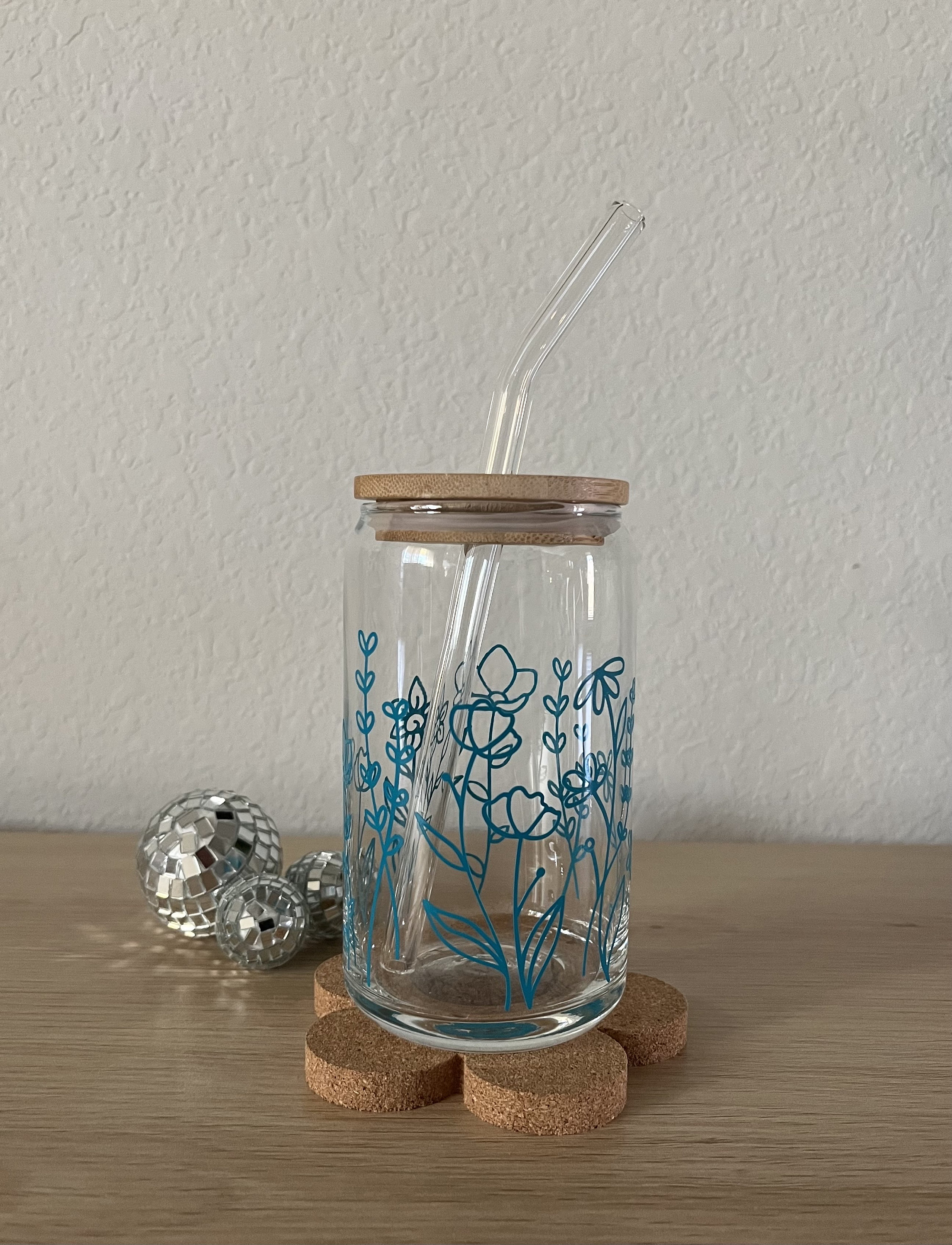 dainty floral wrap glass, floral beer can glass, cute beer can glass, floral vibes