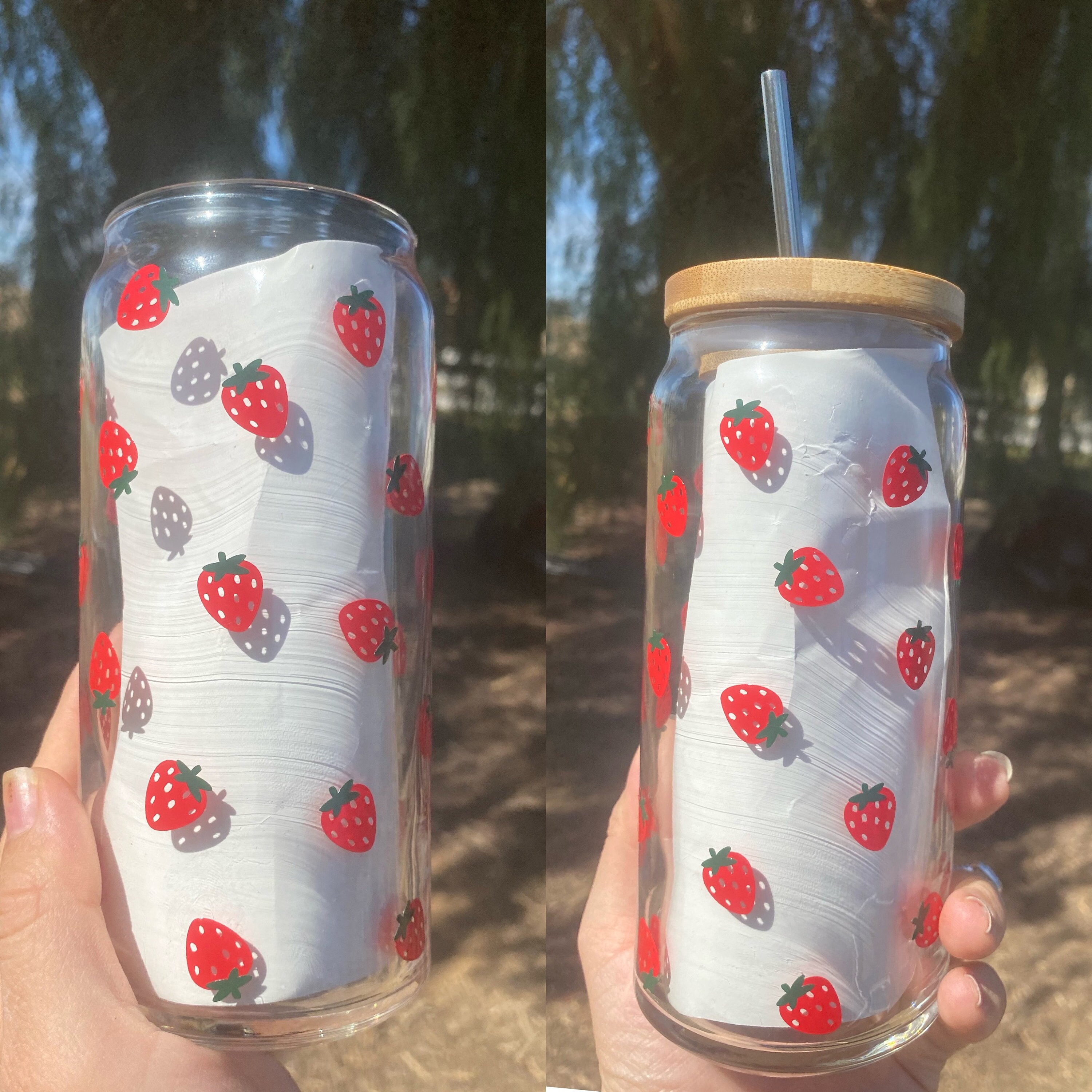 Strawberry Beer Glass Can, Strawberries Glass Can, Libbey Beer Glass Can, Strawberries Wrap Svg, Fruit Tumbler,Strawberry Decor,Little Fruit