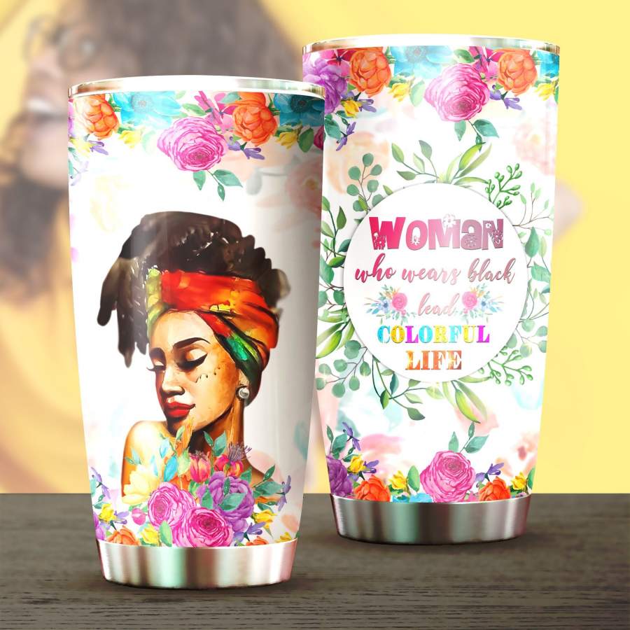 Black Woman Steel Mug Stainless Tumbler Cup, Black Woman Steel Tumbler, Black Woman Pattern Steel Mug, Gift For Black Woman