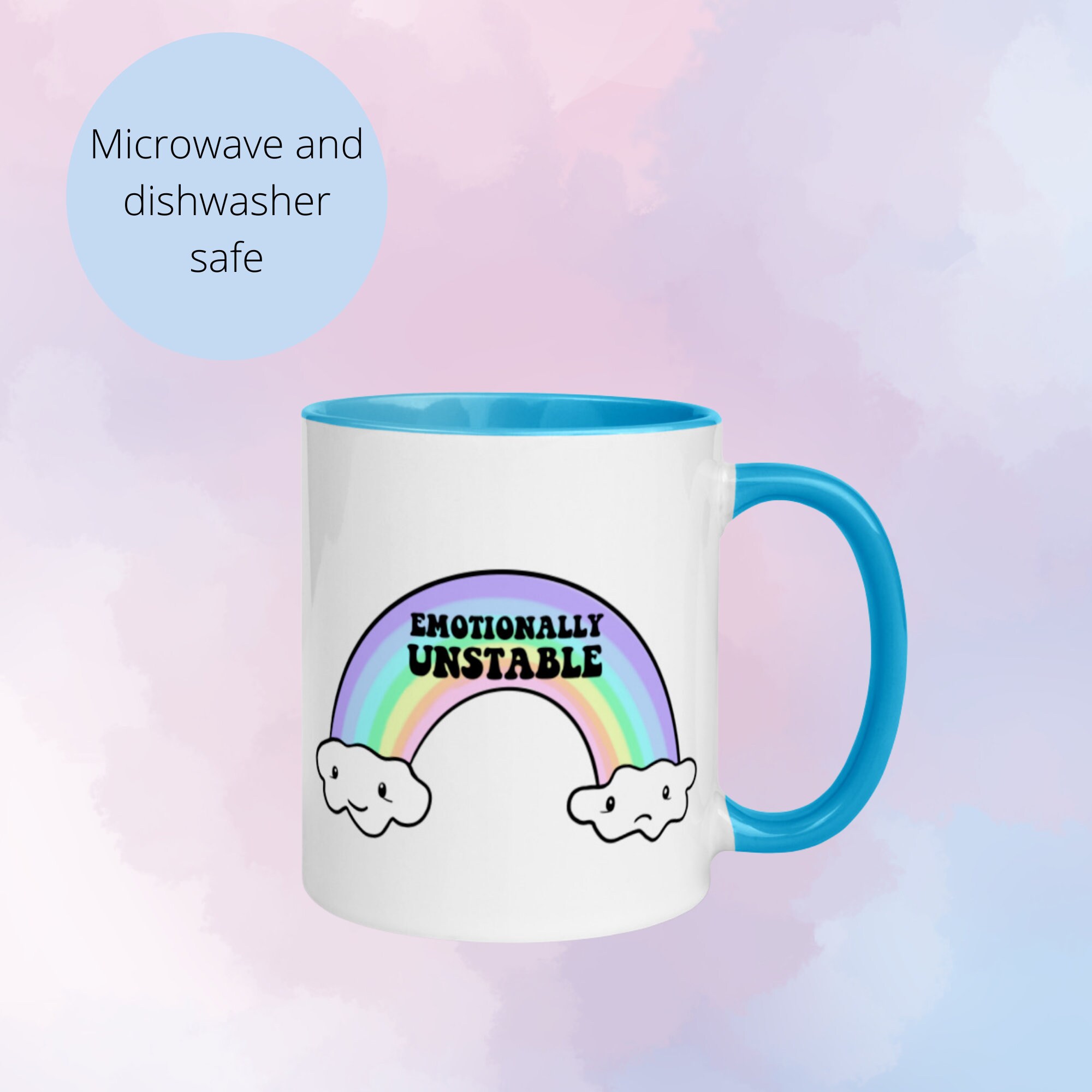 Pastel Rainbow Quote Mug, Rainbow Kawaii, Mental Health Mug, Mugs With Sayings, Mental Health Gift, Self Love Mug, Motivational Mug