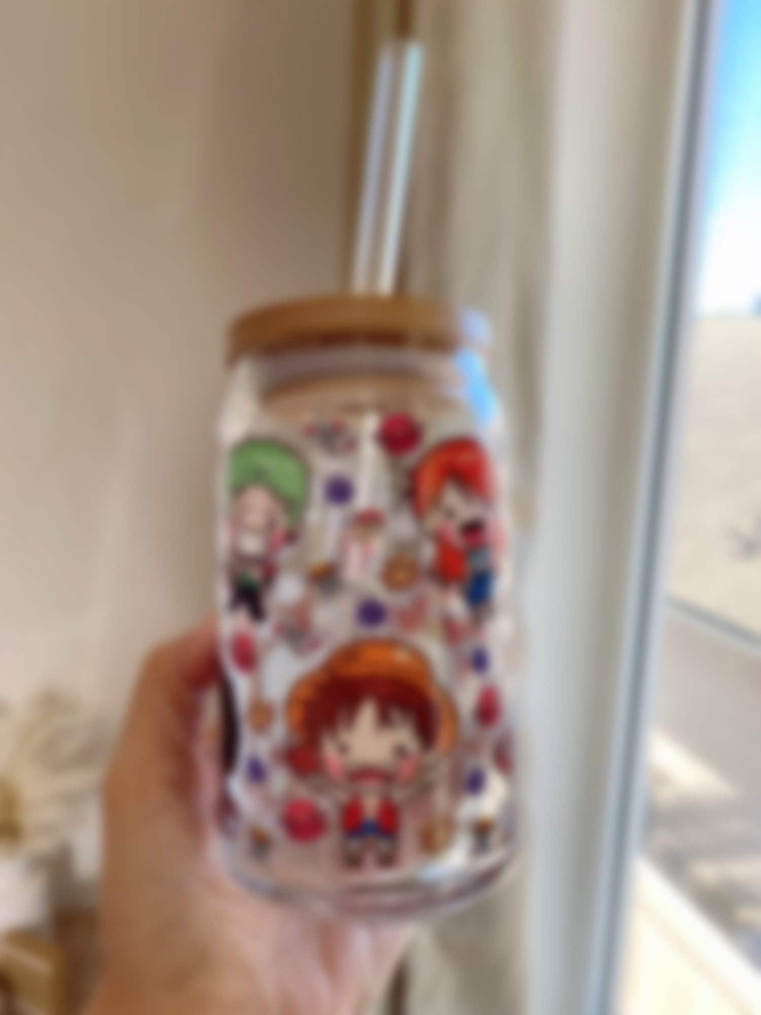 Pirate Anime Beer Can Glass, Anime Lover Iced Coffee Glass, Straw Hat Glass Cup, Anime Coffee Cup, Anime Gift, Pirate King, Chibi Anime