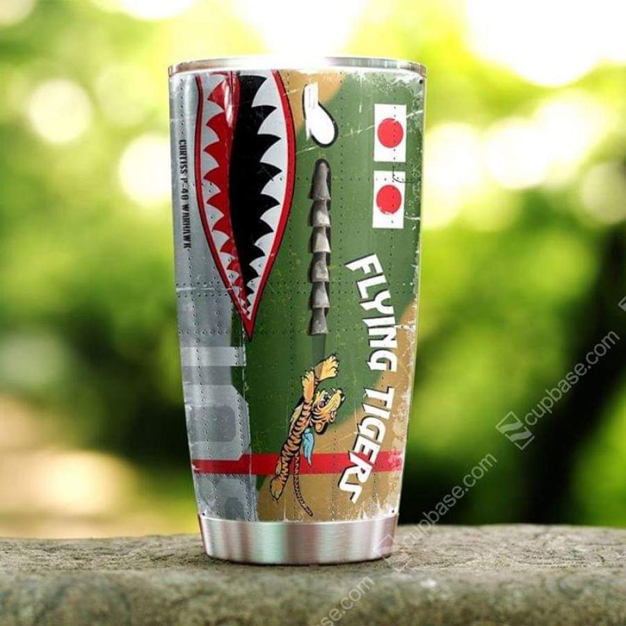 Flying Tiger Aircraft Green Stainless Steel Tumbler 20oz