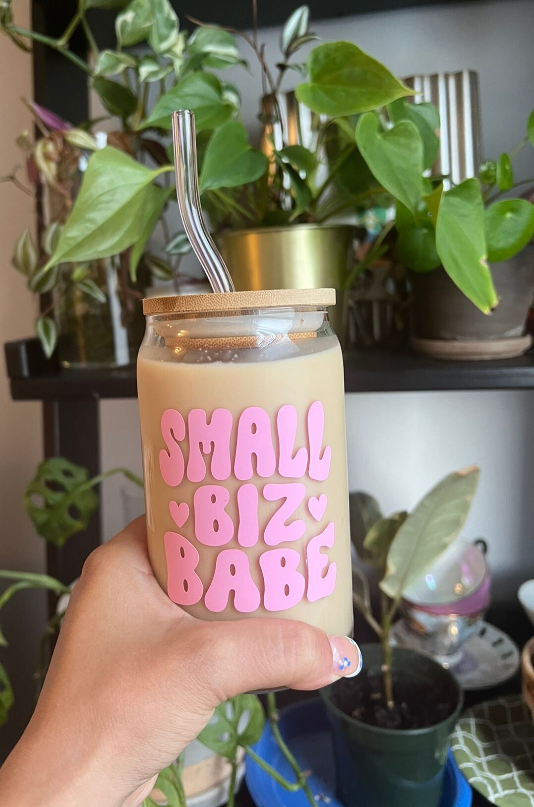 Small Biz Babe Cup | Positive Saying Cup | Libbey Cup | Glass Cup | Coffee Glass | Iced Coffee Glass | Glass Can | Cute Cup | Chic Cup