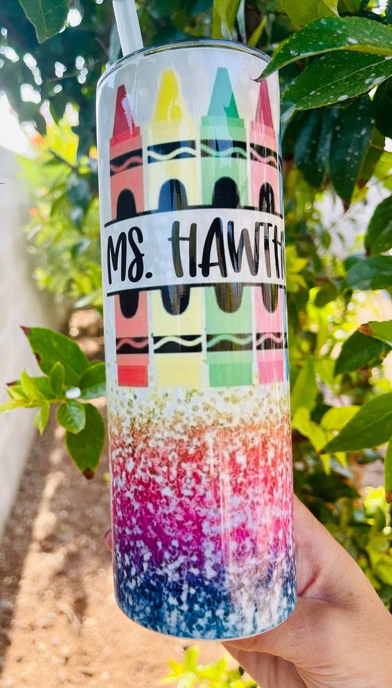 Teacher Tumbler Personalized, Crayon Tumbler