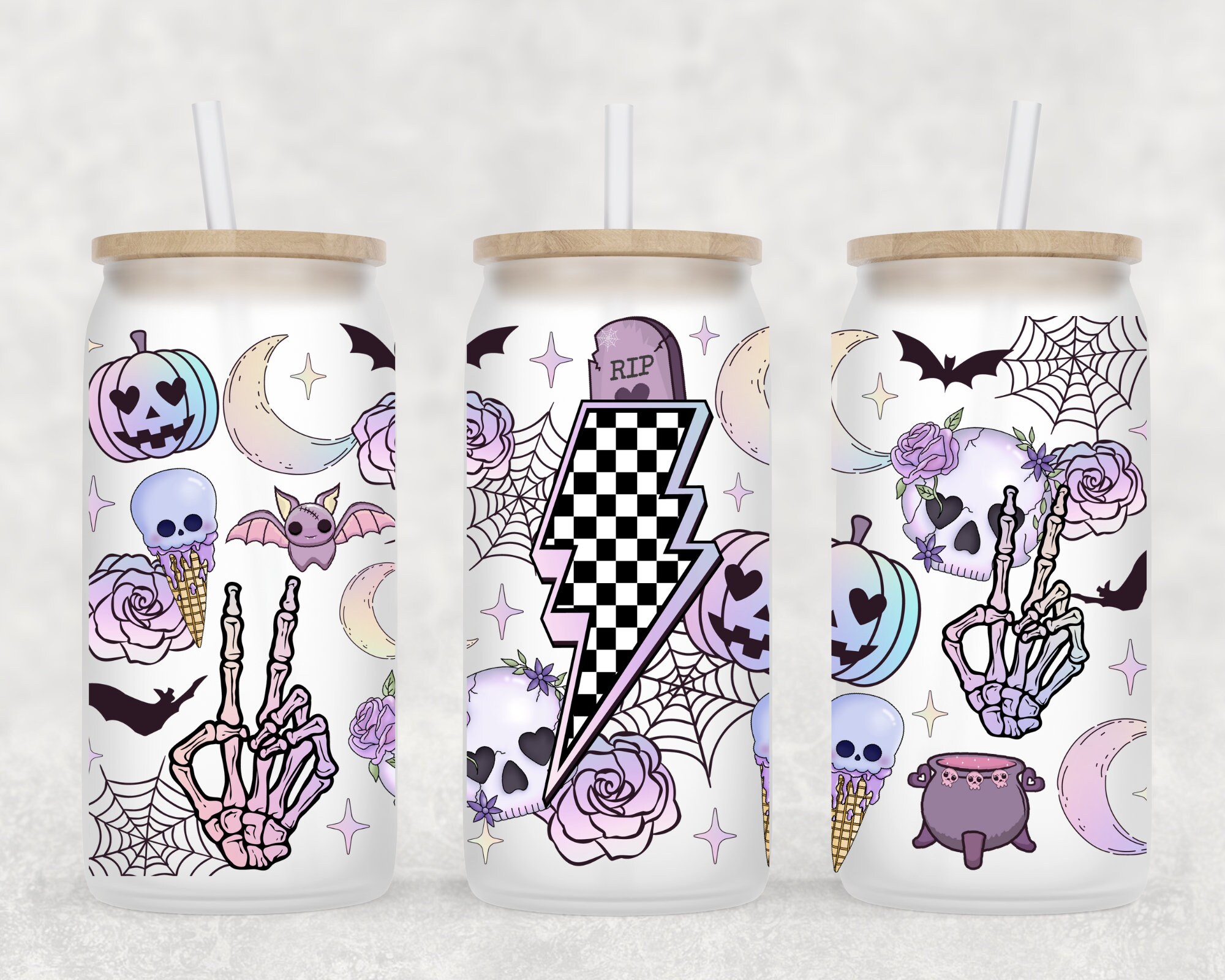 Spooky Season Coffee Can Glass | Skeleton Halloween Coffee Glass | Fall Coffee Mug | Witchy Coffee Glass | Halloween Spooky Coffee Can