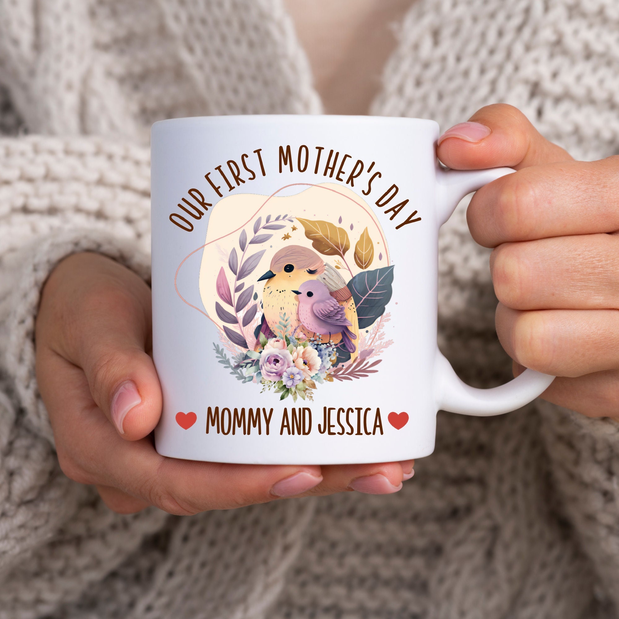 Our First Mother’s Day Bird Mug, First Mother’s Day Gift, New Mom Gift, Children Gift, Mommy Gift, Personalized First Time Mommy Gift