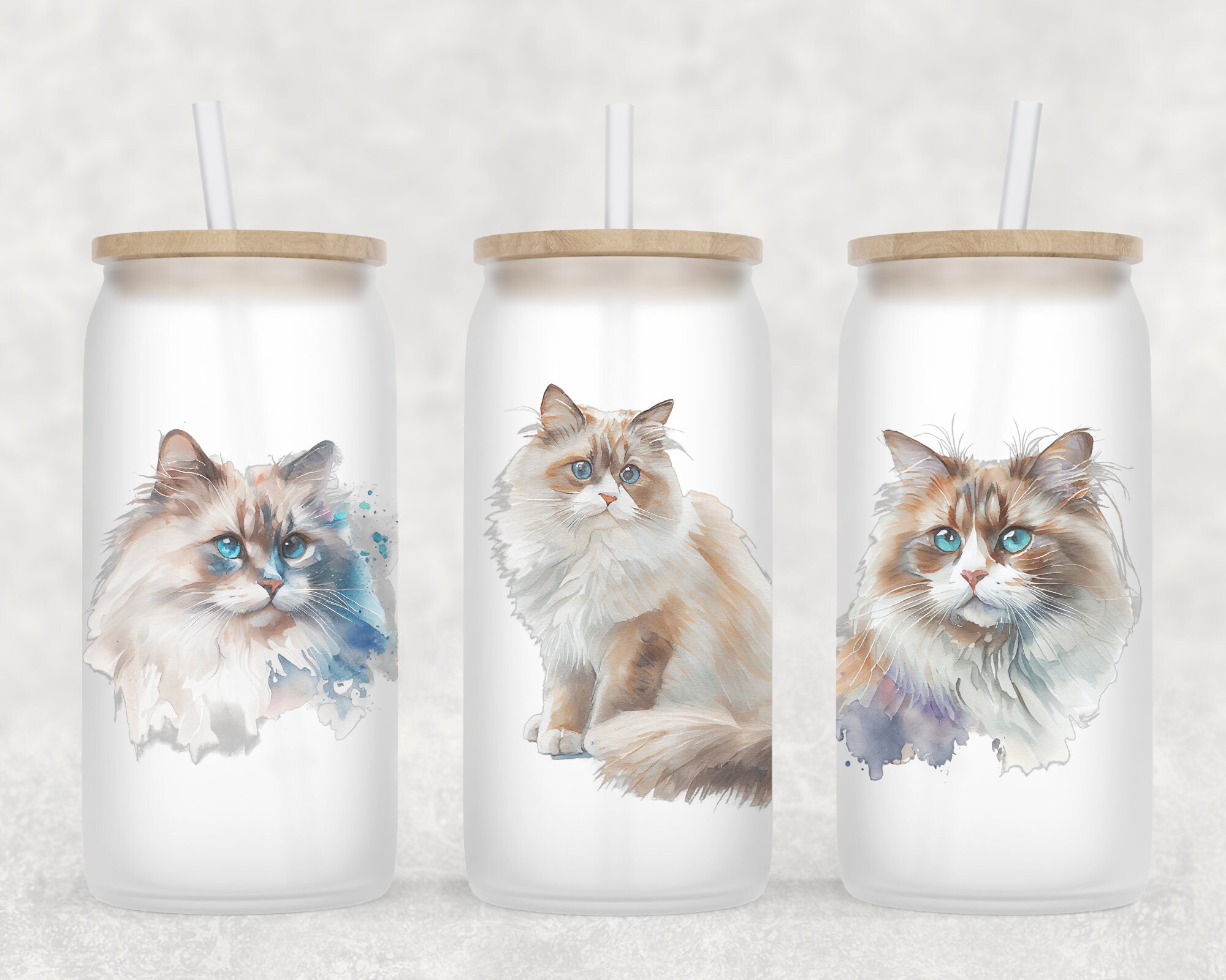 Ragdoll Cat Beer Can Glass | Cat Lover Gift | Iced Coffee Glass | Cat Mom Coffee Cup | Gift for Mom | Beer Glass Cup | Gift for Her