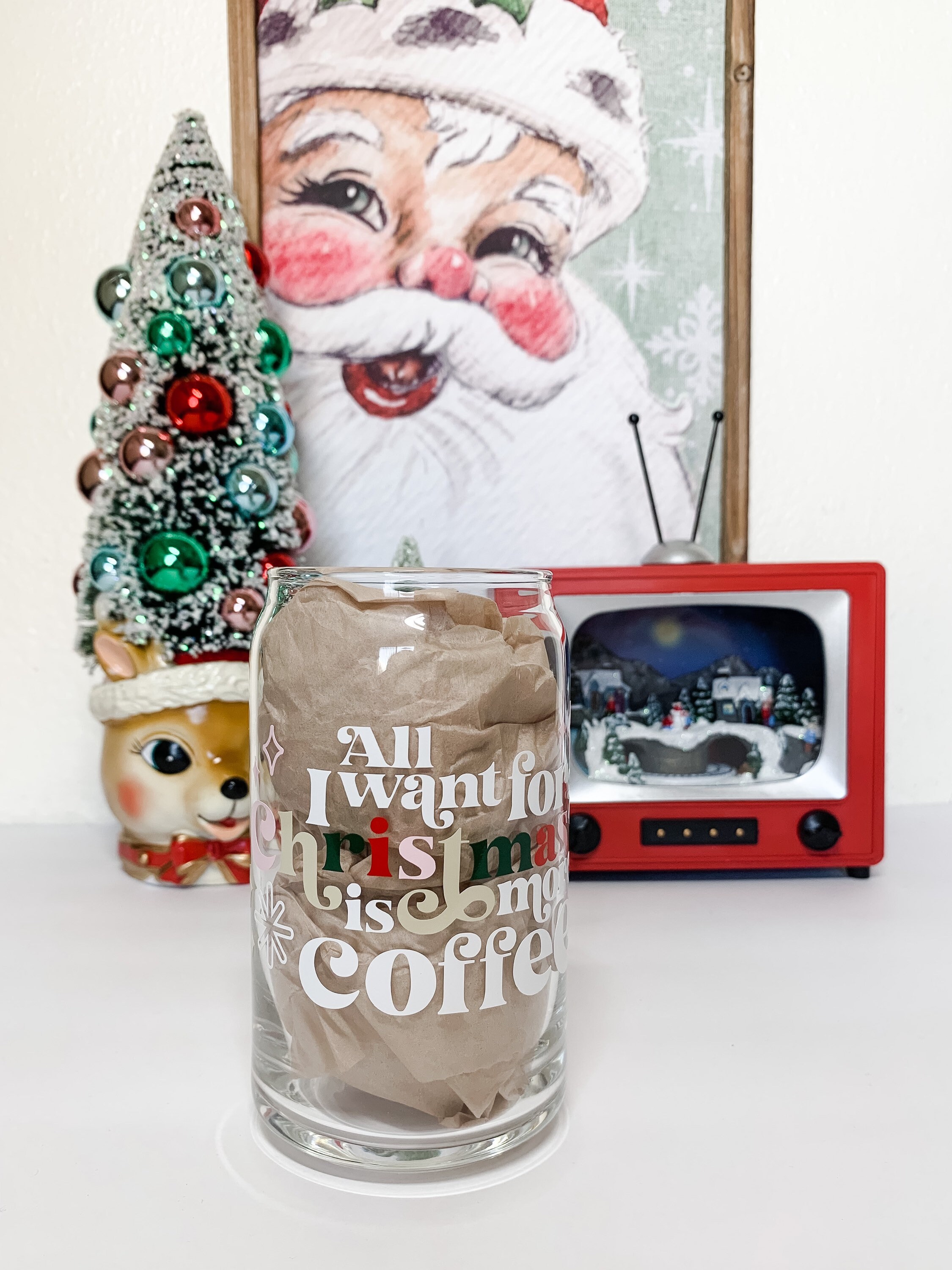 All I Want for Christmas Cup – Classic Can Glass – Beer Can Glass – Coffee Cup