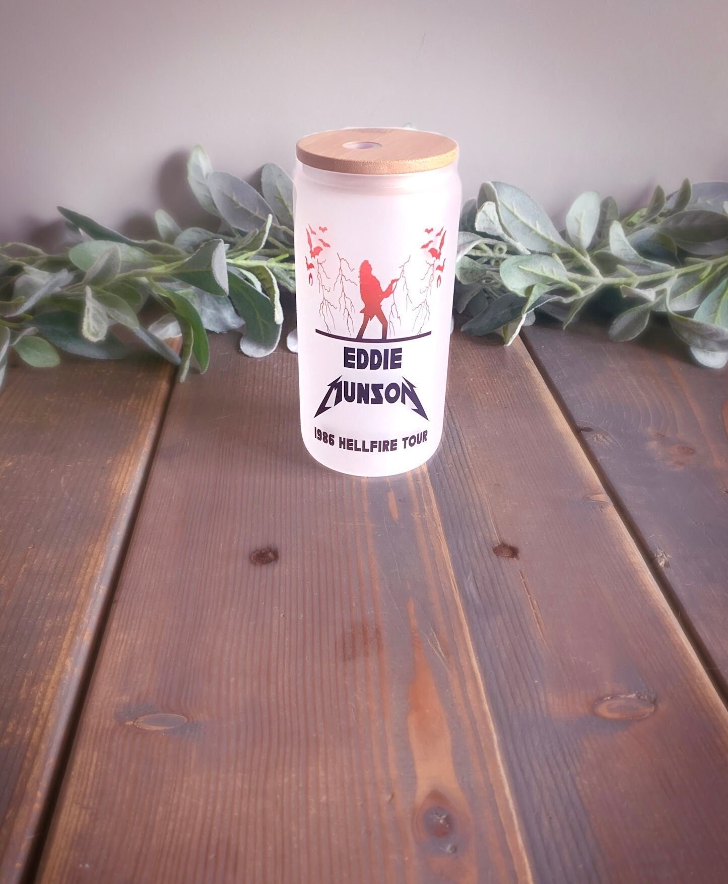 Eddie Munson cup- Stranger Things cup/ glass beer can cup/ personalized cup