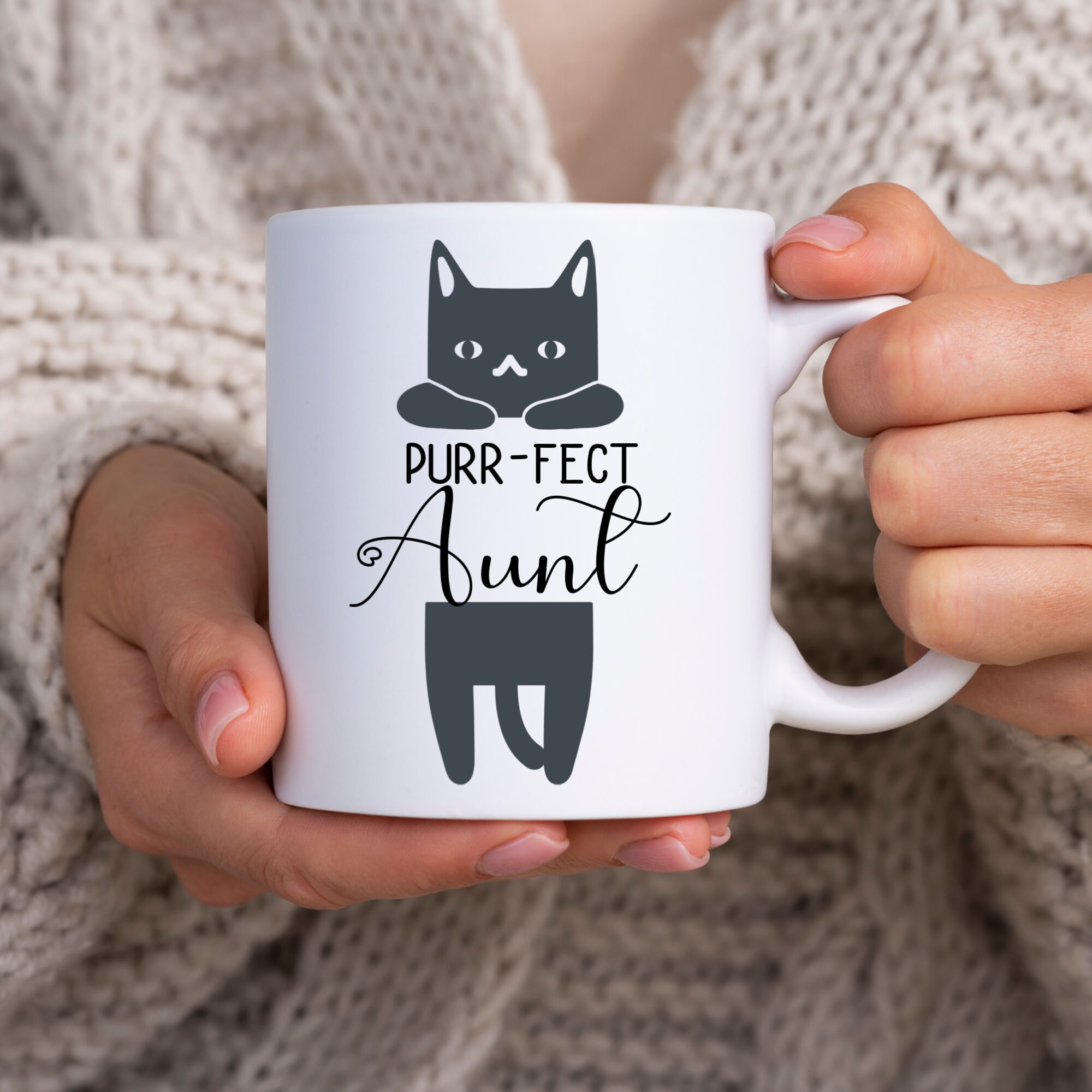 Purr-fect Aunt Mug Funny Cat Lover Coffee Cup For Aunts Cute Kitty Mug For Women Cute Cat Owner Gift Idea For The Best Aunt