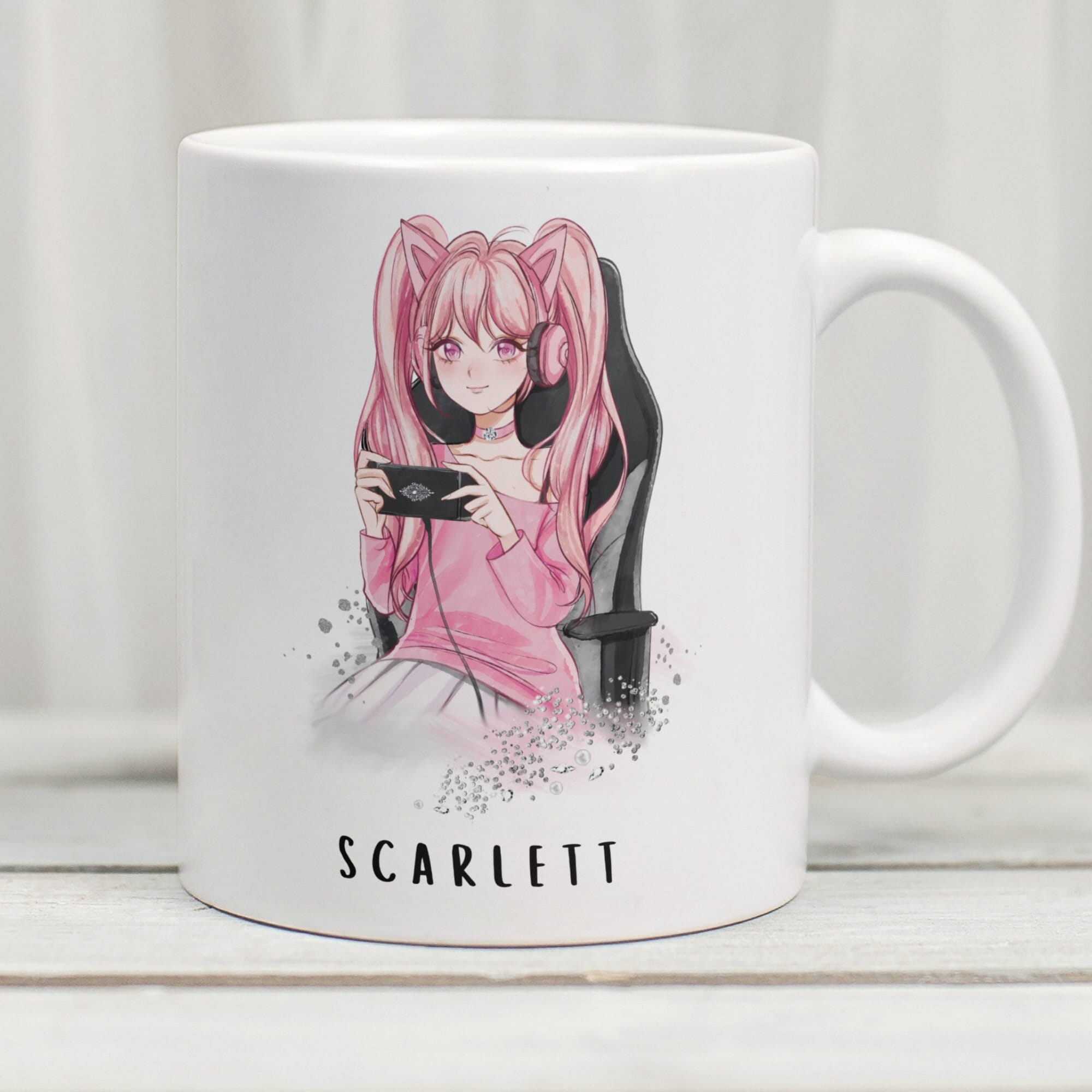 Personalised Anime Mug, Kawaii Gamer, Personalised Girl Gamer Mug, Anime Girl Mug, Kawaii Mug, Anime Gifts, Anime Geek, Manga Girl Mug