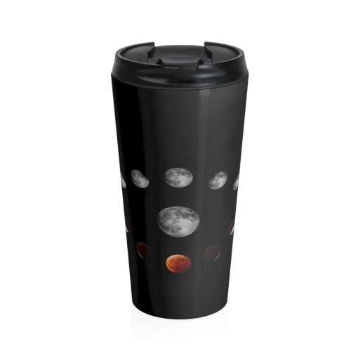 Stainless Steel Travel Mug, 2019 Blood Wolf Moon, Moon Phase Mug, Nature Boho Bohemian Hippie Travel Tumbler, 15Oz Coffee Tea Drinkware