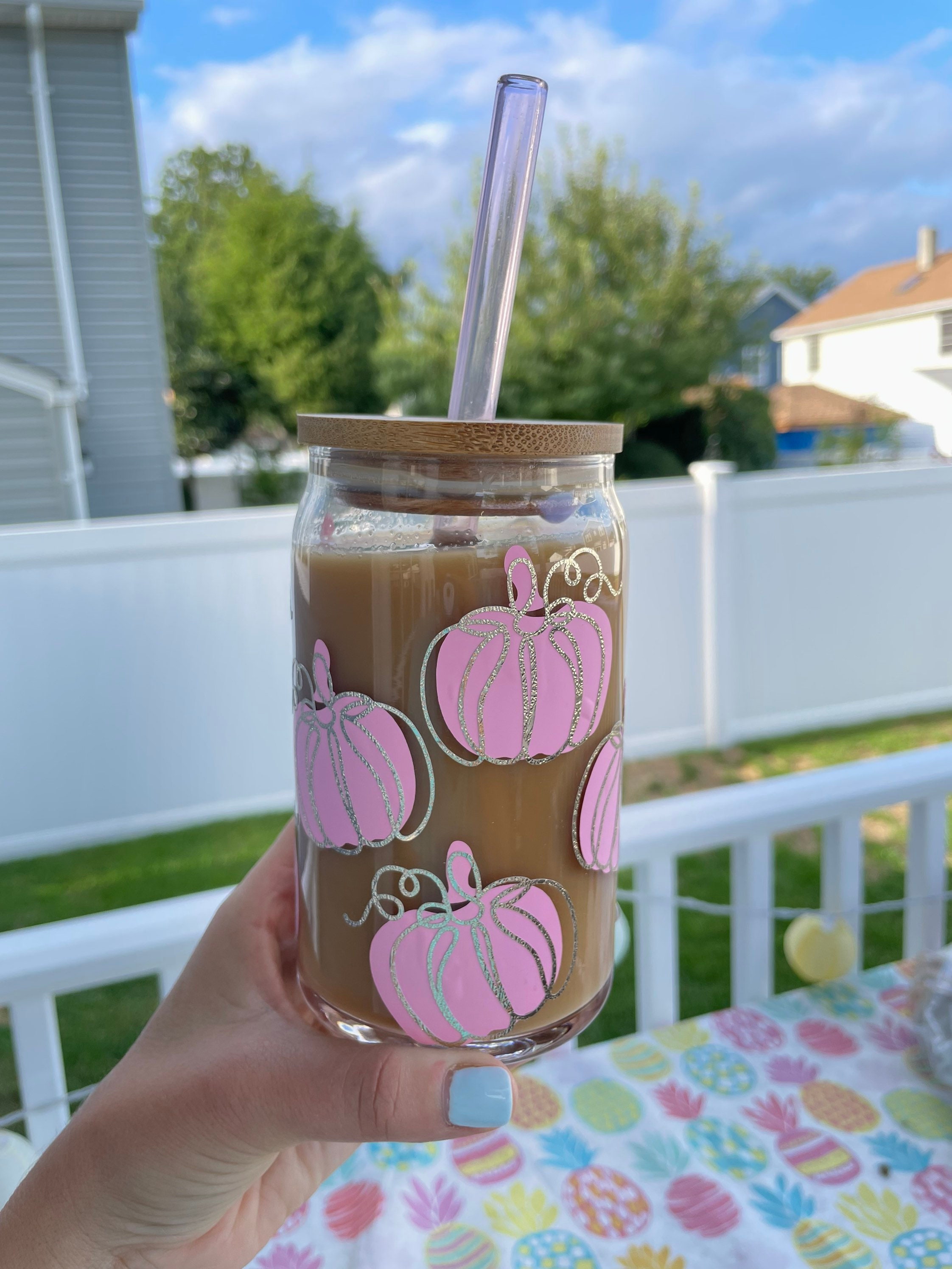 Pumpkin glass cup, Pastel fall pumpkin cup, Fall beer can glass, Fall Aesthetic glass Libby cup, Pumpkin spice glass cup