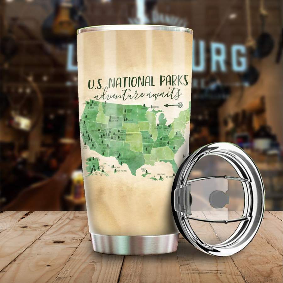 US National Parks Map Stainless Steel Tumbler