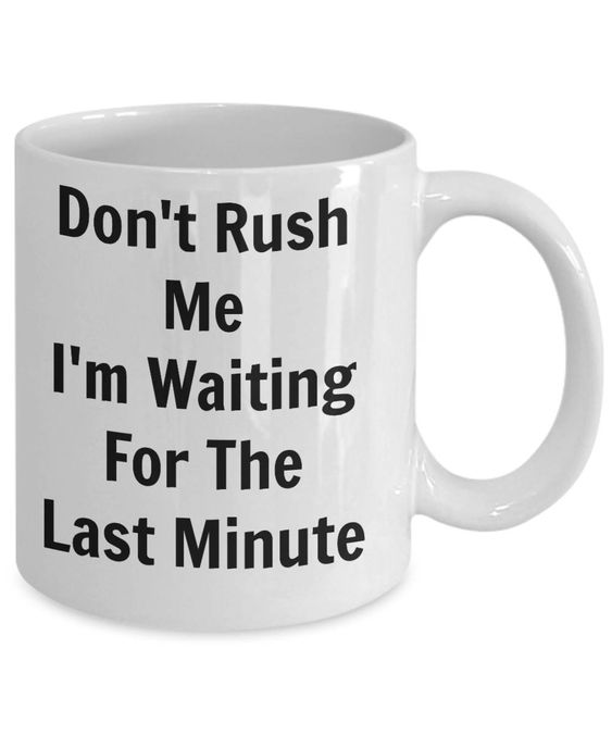 Funny Coffee Mug-Don’t Rush me I’m Waiting for The Last Minute-Novelty Tea Cup Gift Office Mug with Sayings