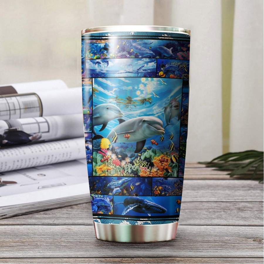 BEAUTIFUL DOLPHIN STAINLESS STEEL TUMBLER | Insulated Steel Tumbler | Stainless Steel Tumbler | Double Wall Insulated Tumbler