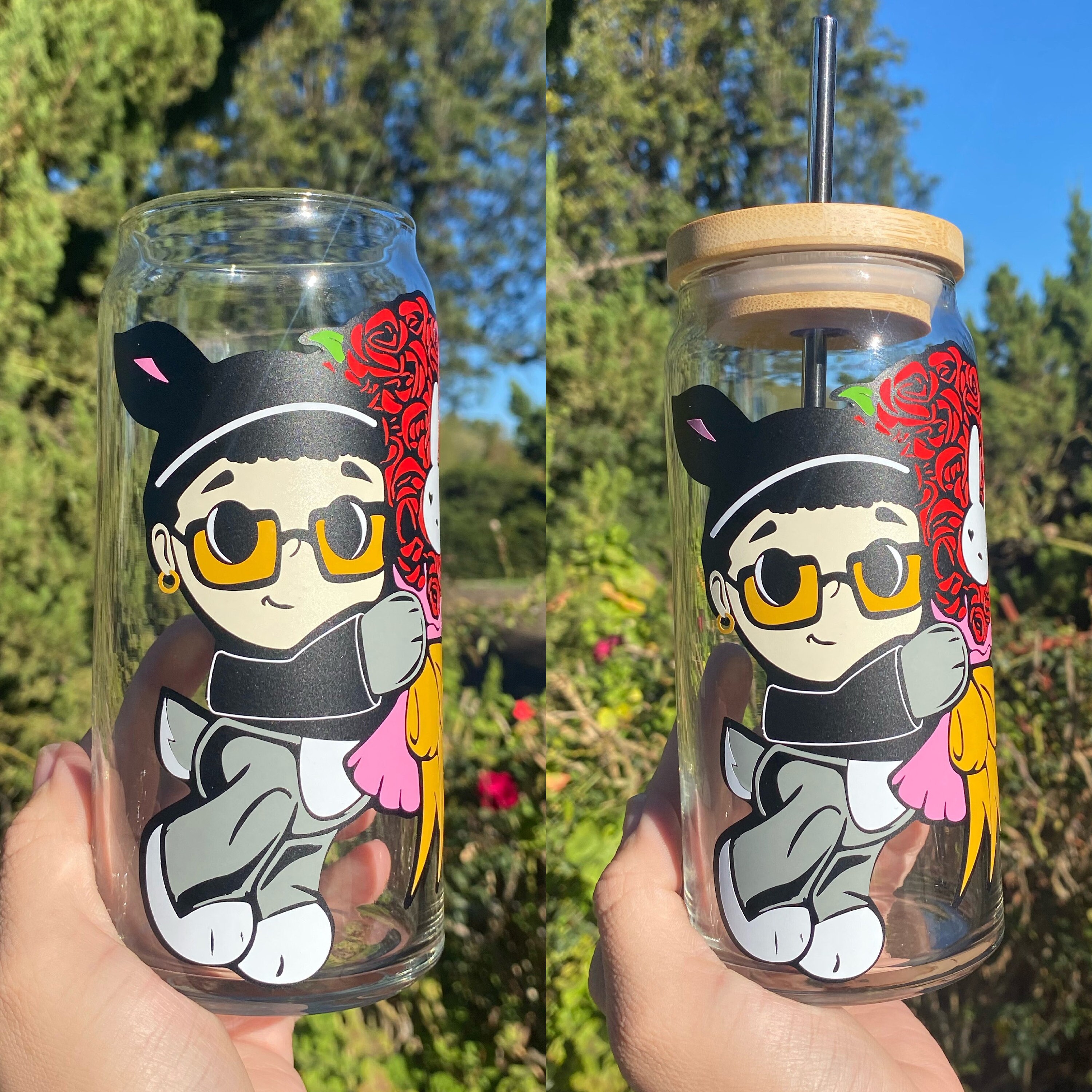 Bad Bunny Valentine Beer Glass Can, Bad Bunny Cups, Bad Bunny Roses, Beer Glass Can, Valentines Cup, Iced Coffee Cup, Bad Bunny Logo