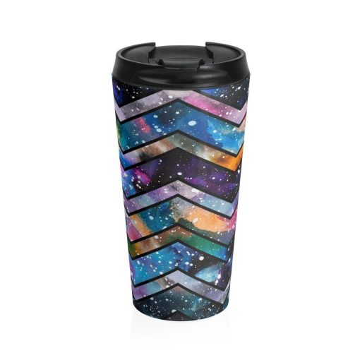 Stainless Steel Travel Mug, Galaxy Boho Bohemian Hippie Travel Mug, Watercolor Stars Print Cup, 15 Ounce Tumbler, 15Oz Coffee Tea Drinkware