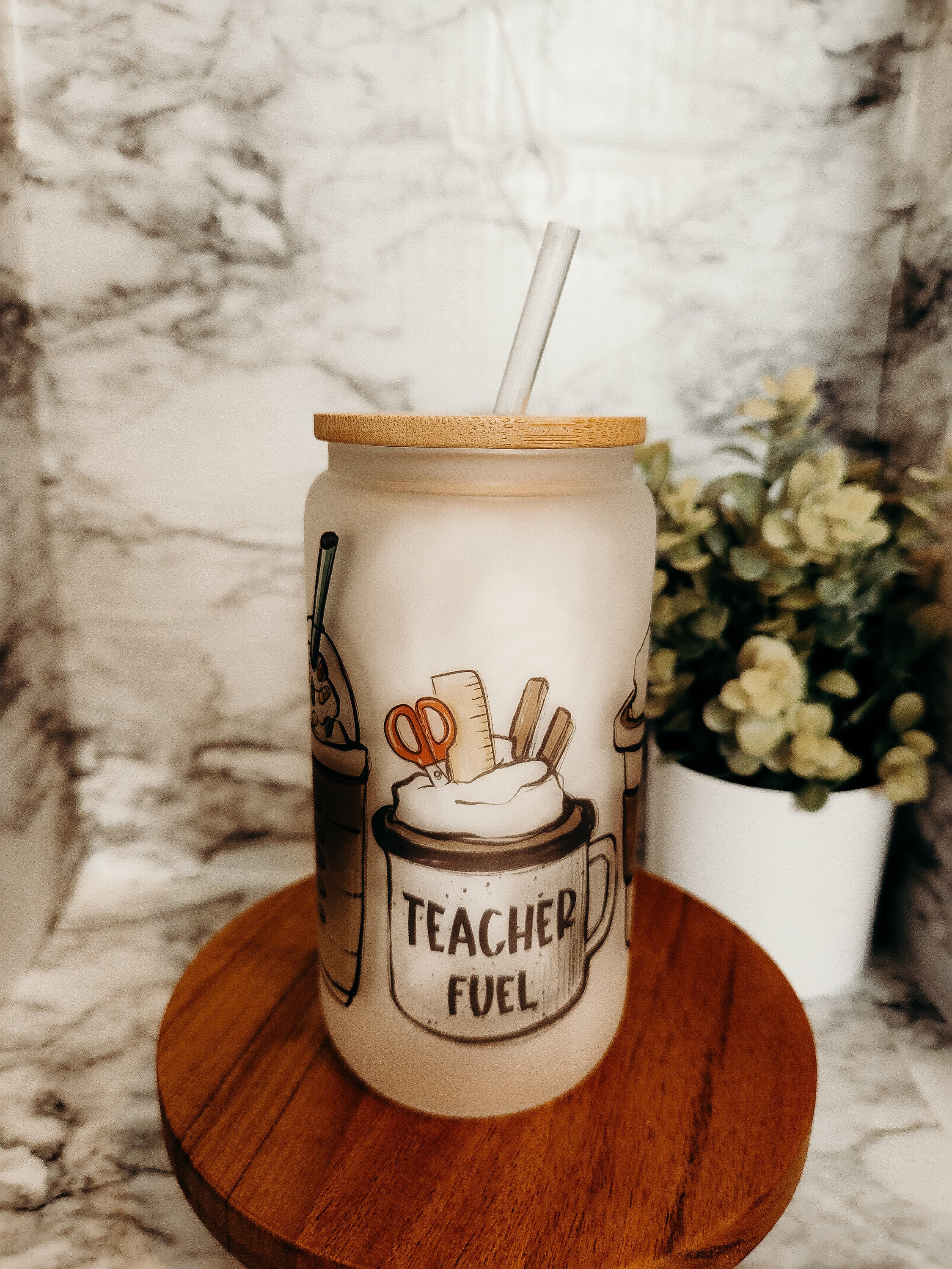 Teacher Iced coffee cup, teacher coffee cup, Ice Coffee Cup , Glass Can , Glass Cup with Lid and Straw , Gifts for teacher, coffee aesthetic