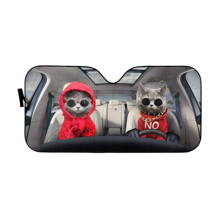 Red Hoodie Chartreux Cats Custom Car Auto Sunshade