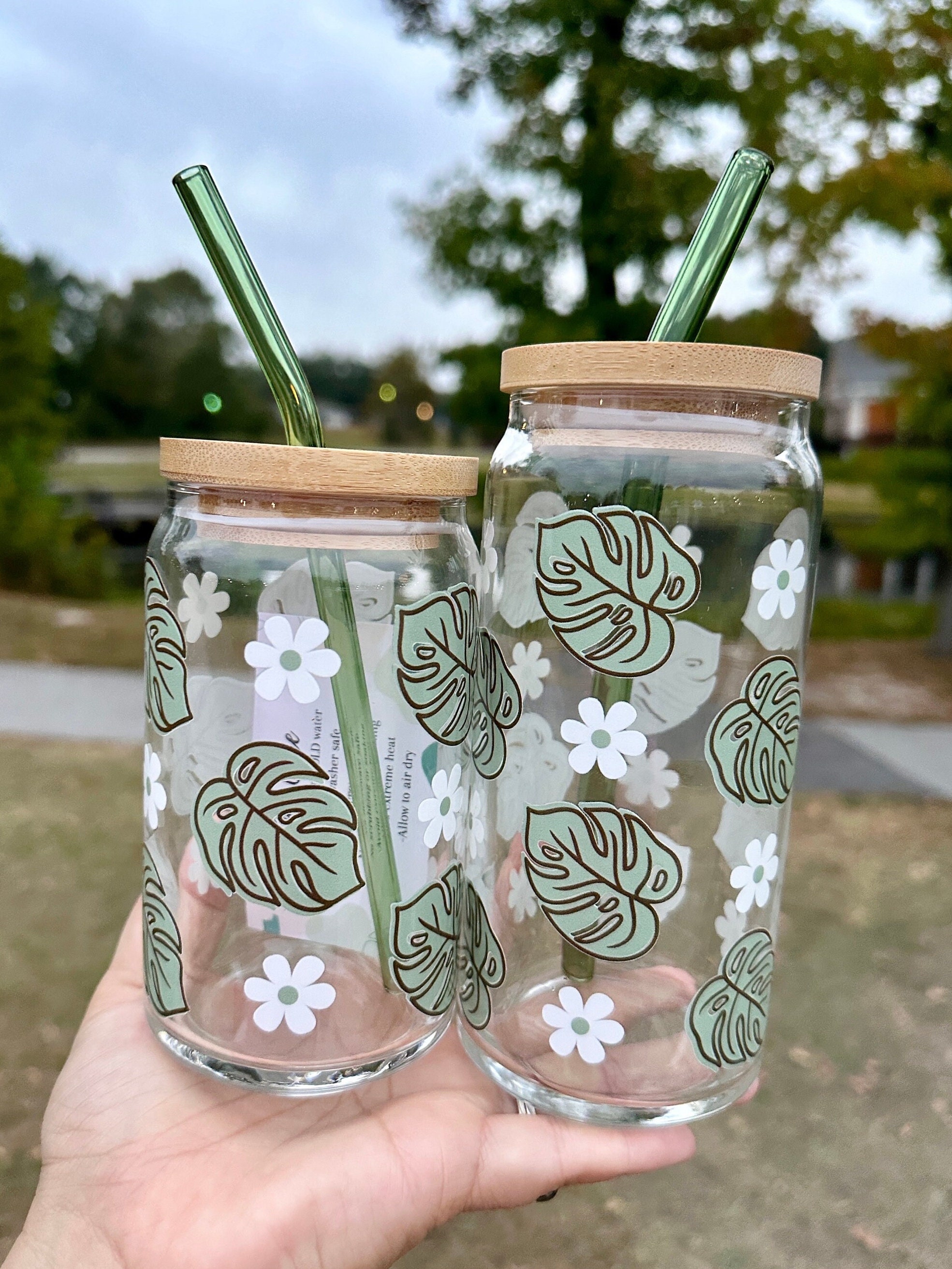 Monstera Beer Can Glass | coffee glass | Best Friend gifts |  coffee glass | iced coffee glass | plant mom gifts | plant mom beer can glass