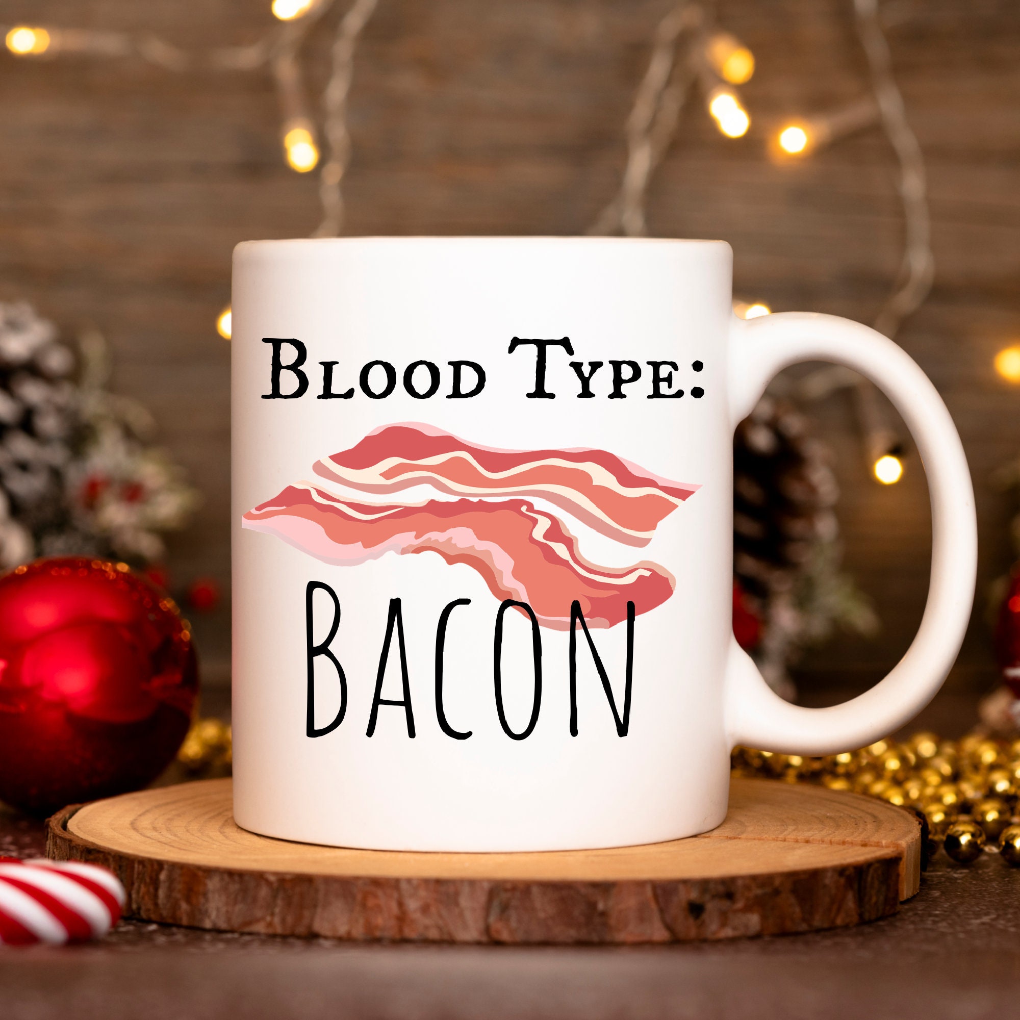 Bacon Lover Gifts, bacon mug, bacon gift for women and men, bacon themed gifts, cute bacon gift idea, funny food gift