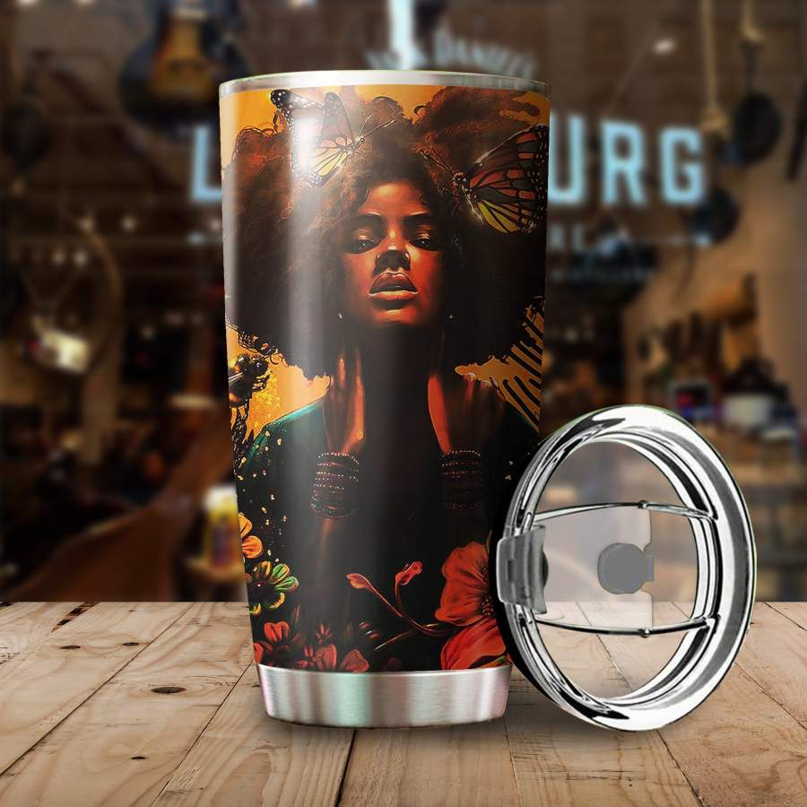 Black Girl And Natural Hair  Stainless Steel Insulated Tumbler Cups