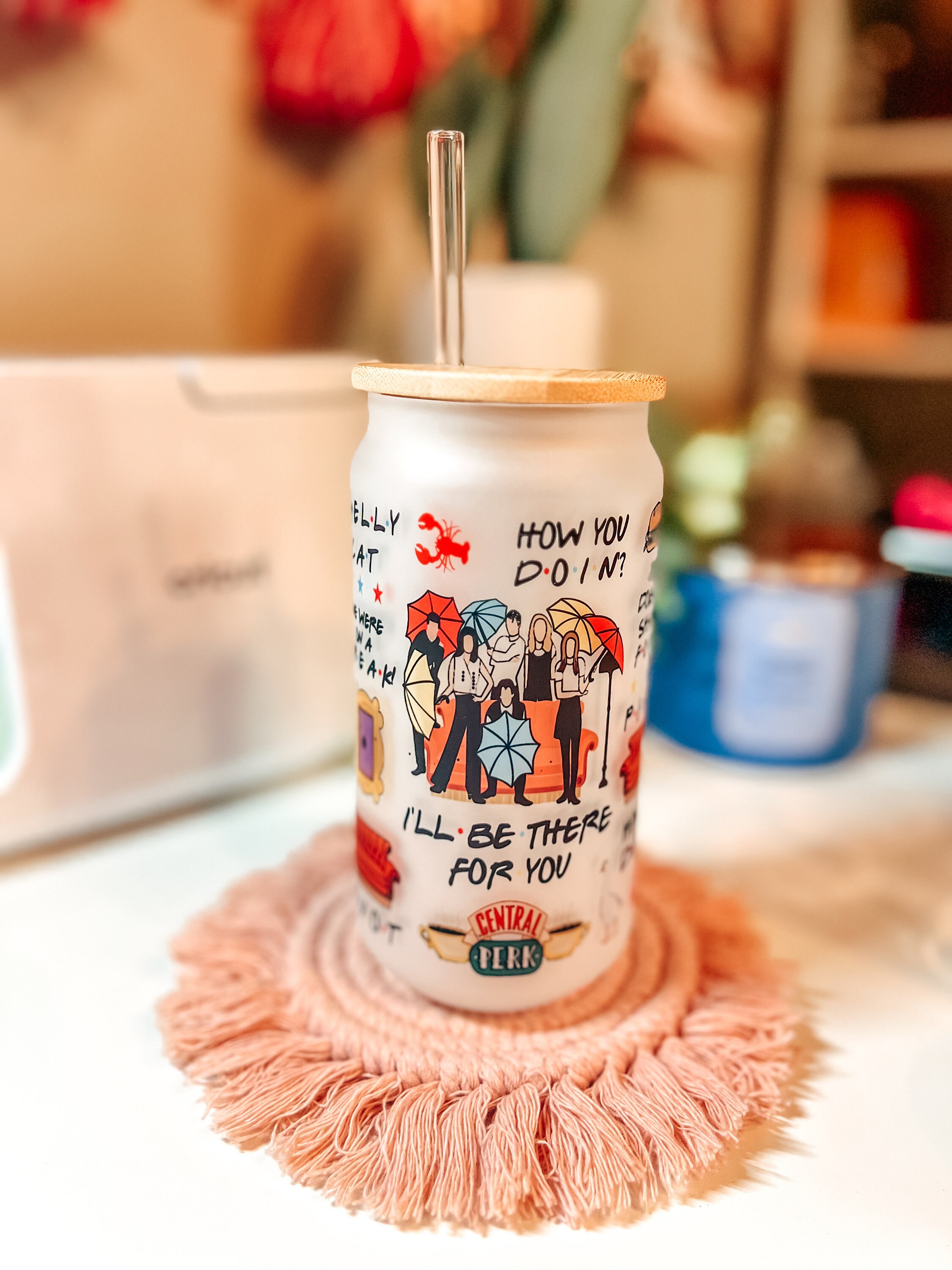 Friends Beer Can Glass | Friends Frosted Cup | Ice Coffee Glass