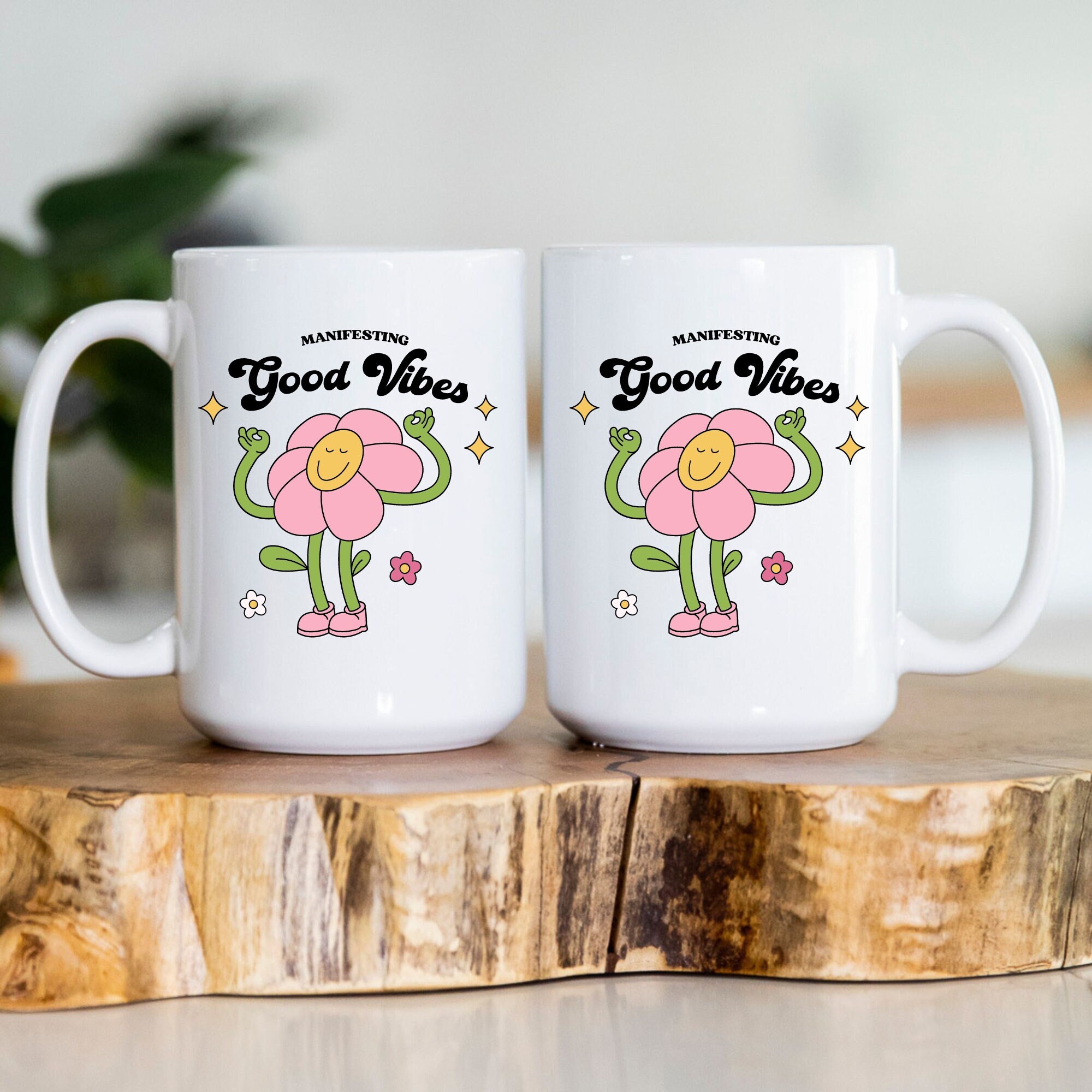 Manifesting Good Vibes Mug | Manifestation Mug |  Affirmations | Positive Vibes | Coffee Mug | Trendy Cup | Gift for her | Gift for a friend