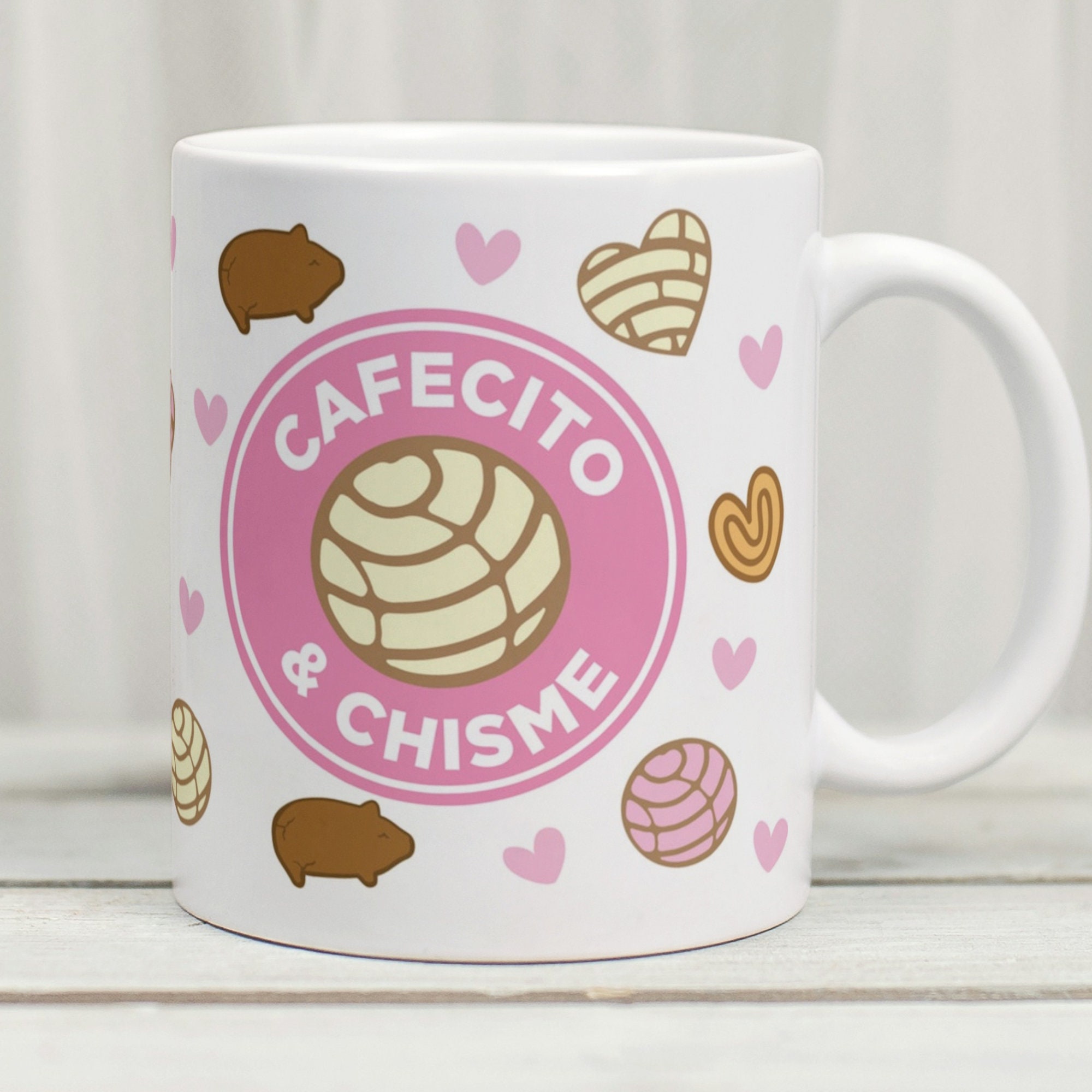 Cafecito & Chisme Mug, Cafecito Y Chisme, Cafecito Mug, Mexican Pan Dulce Mug, Conchas, Mexican Bread Mug, Mexican Mug, Spanish Mug