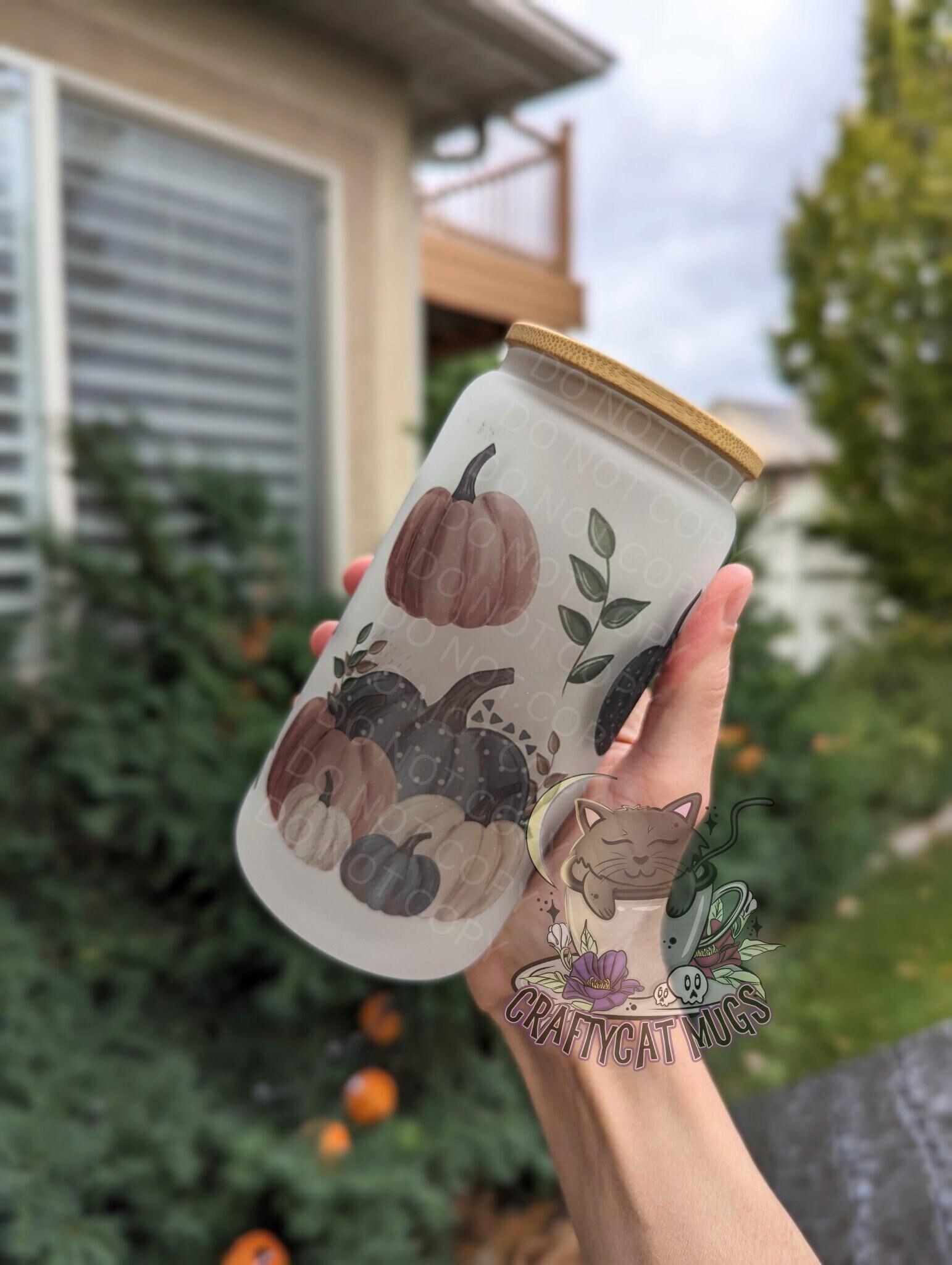 Frosted Glass Can | Iced Coffee Cup | Fall Pumpkin Mug